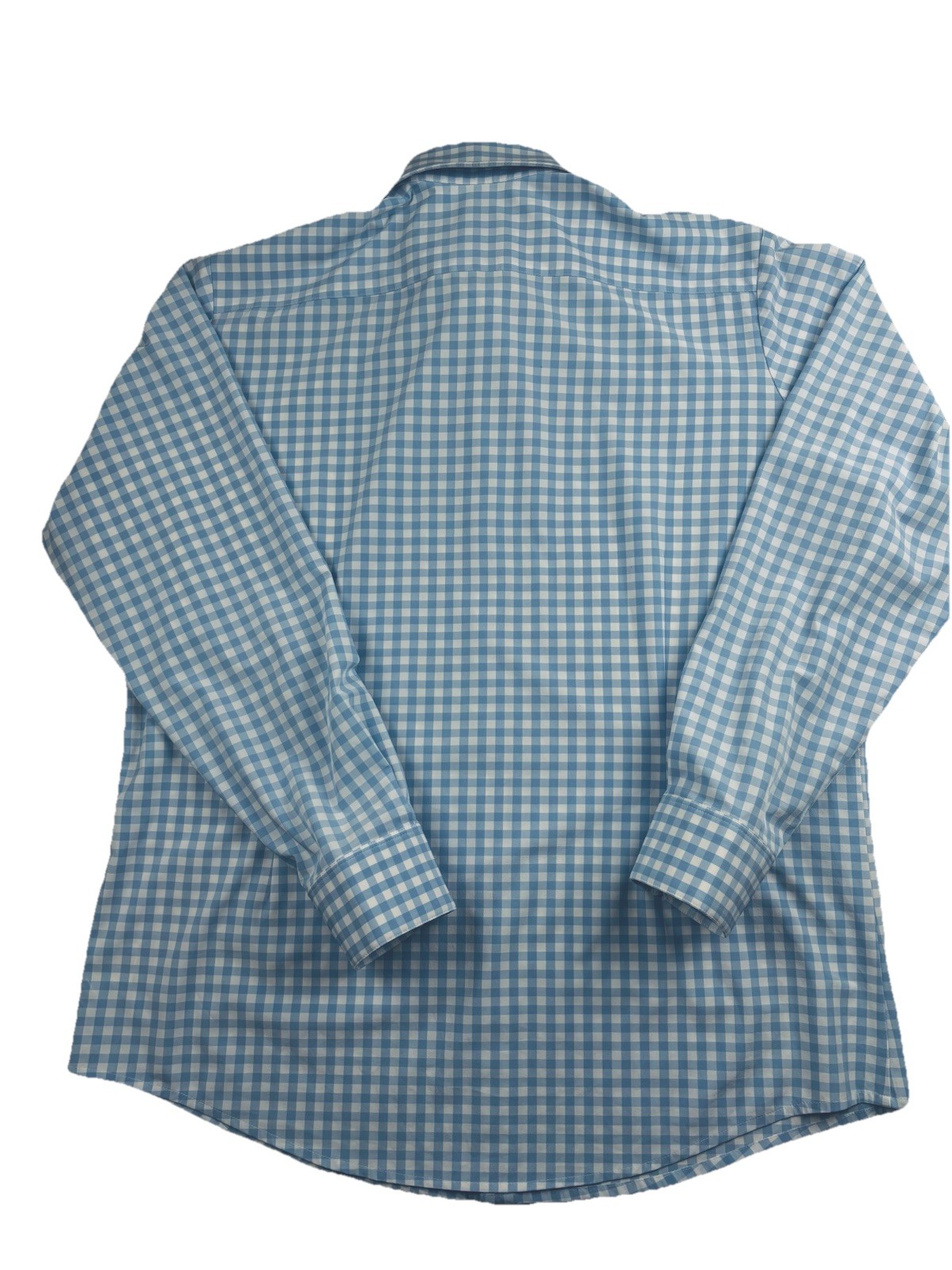 Mizzen + Main Men’s XL Light Blue And White Gingham Performance Fabric Non Iron
