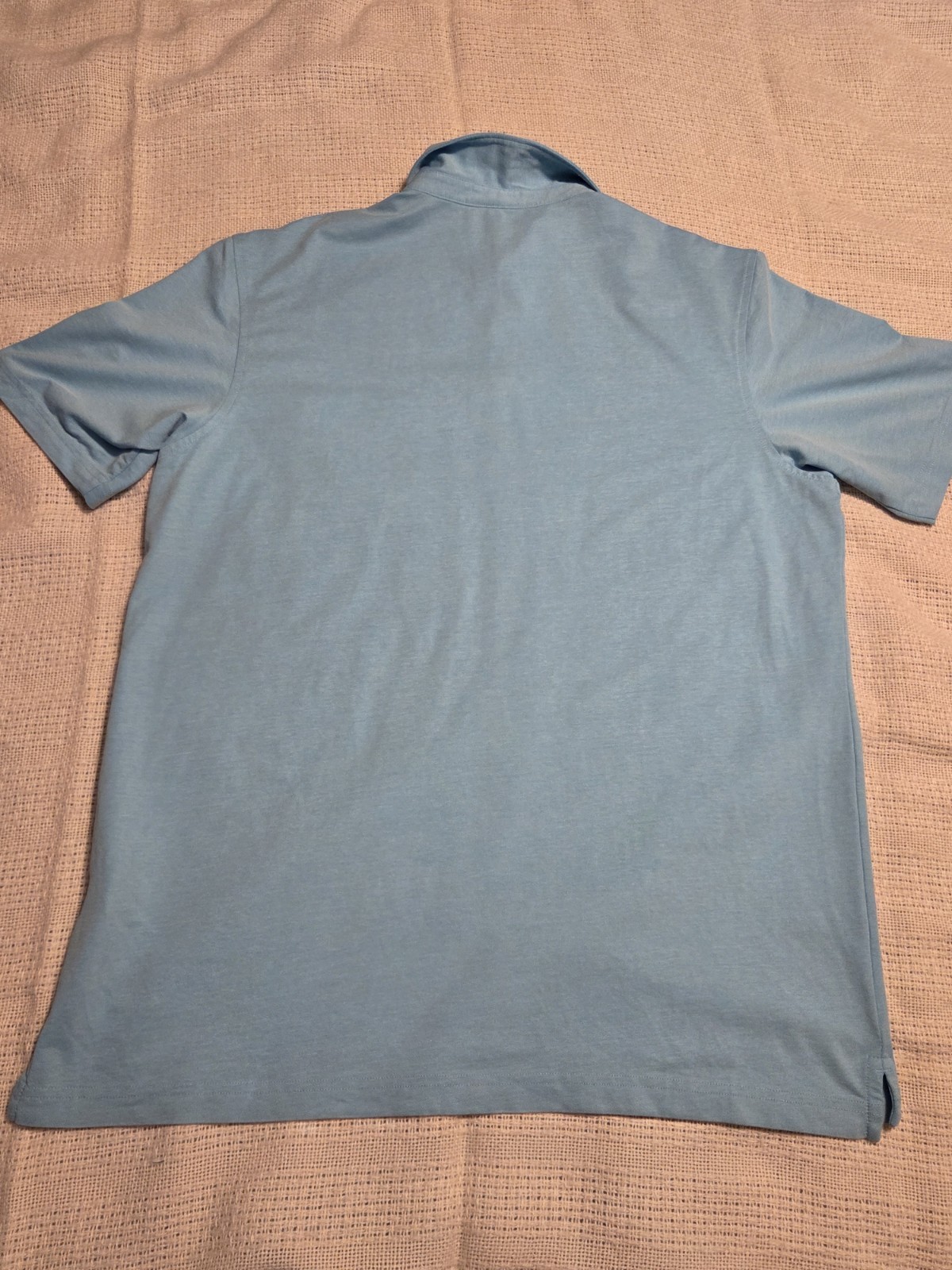Peter Millar Polo L Solid Blue Knit Cotton Polyester Spandex Blend