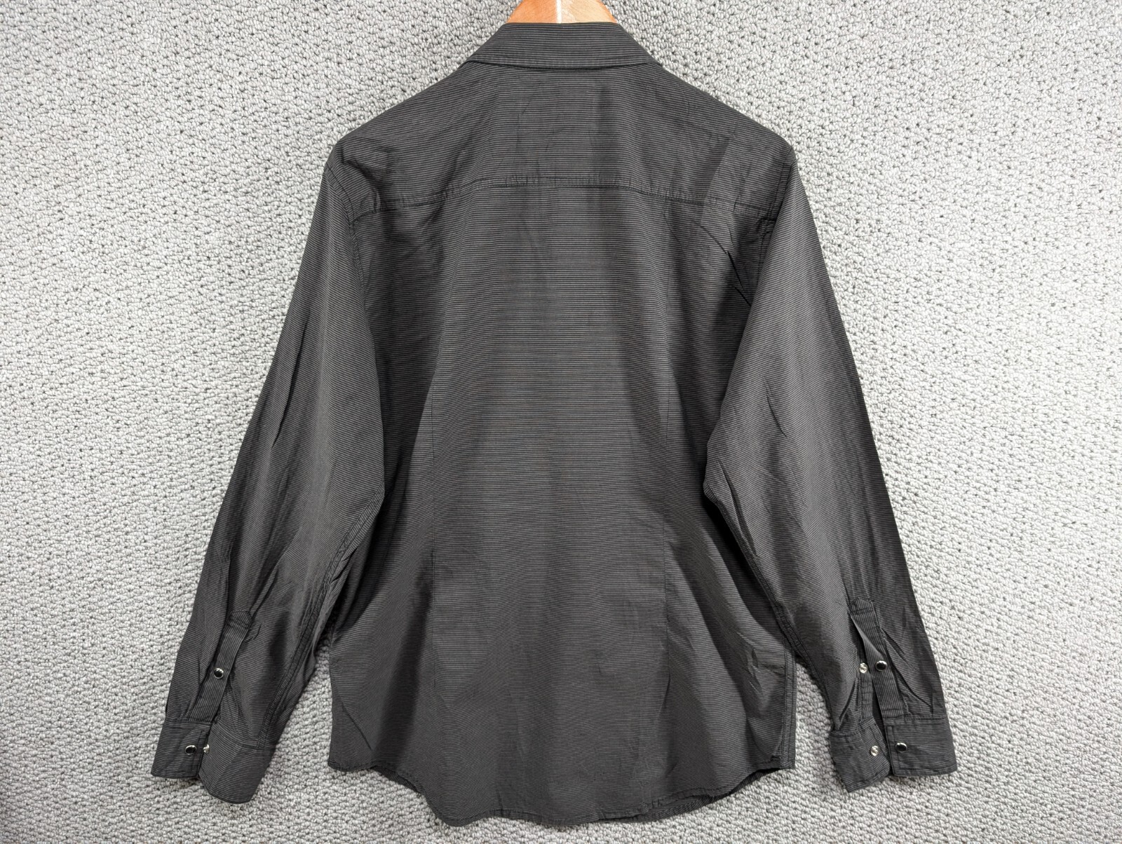 Helix Modern Slim Fit Men’s Grey Striped Casual Snap Button Shirt L