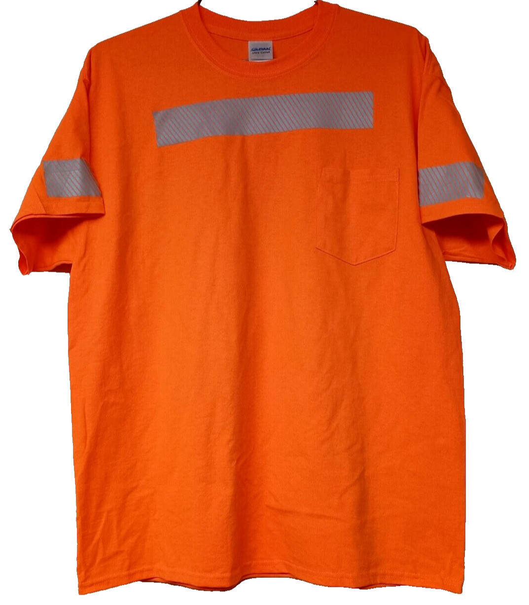 Gildan Ultra Cotton Orange T Shirt with Silver Reflective Hi Vis Trim New XL