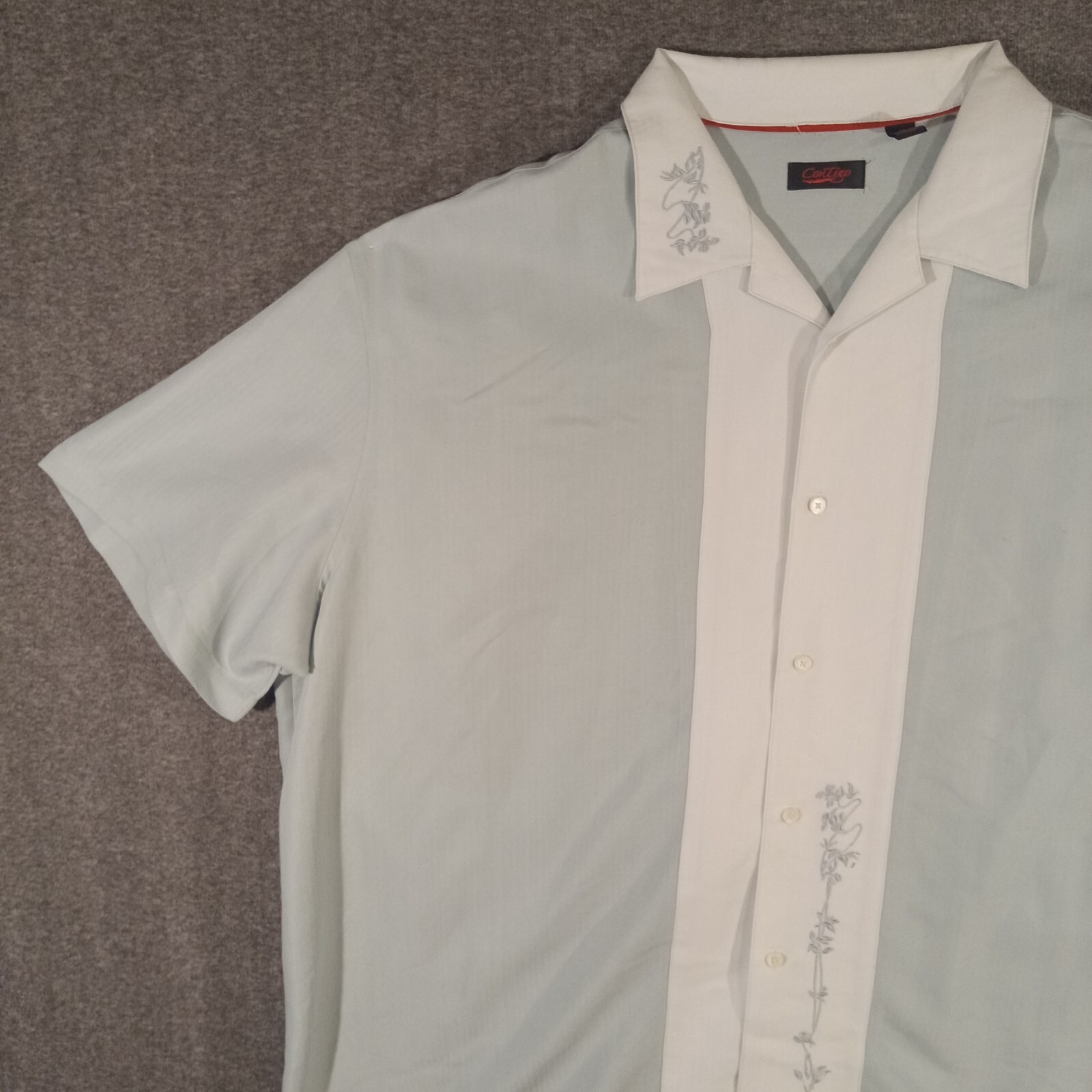 Contigo Retro Bowling Shirt Mens Size 3X SS Button Up Embroidered Green 2-Tone