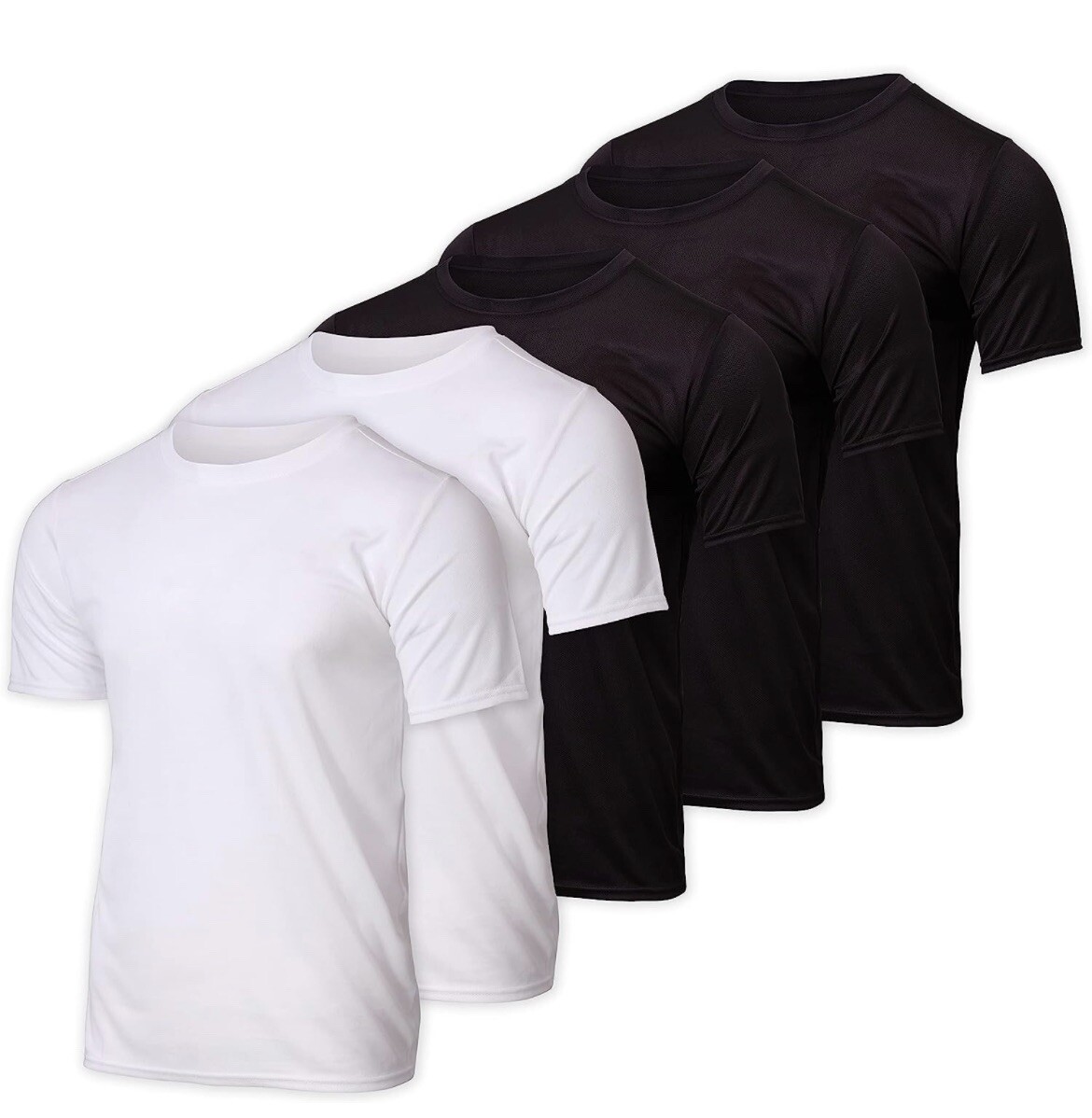 2pc Men Shirt, Breathable Light Fabric Round Neck Soft 1 Black 1 White Size XL