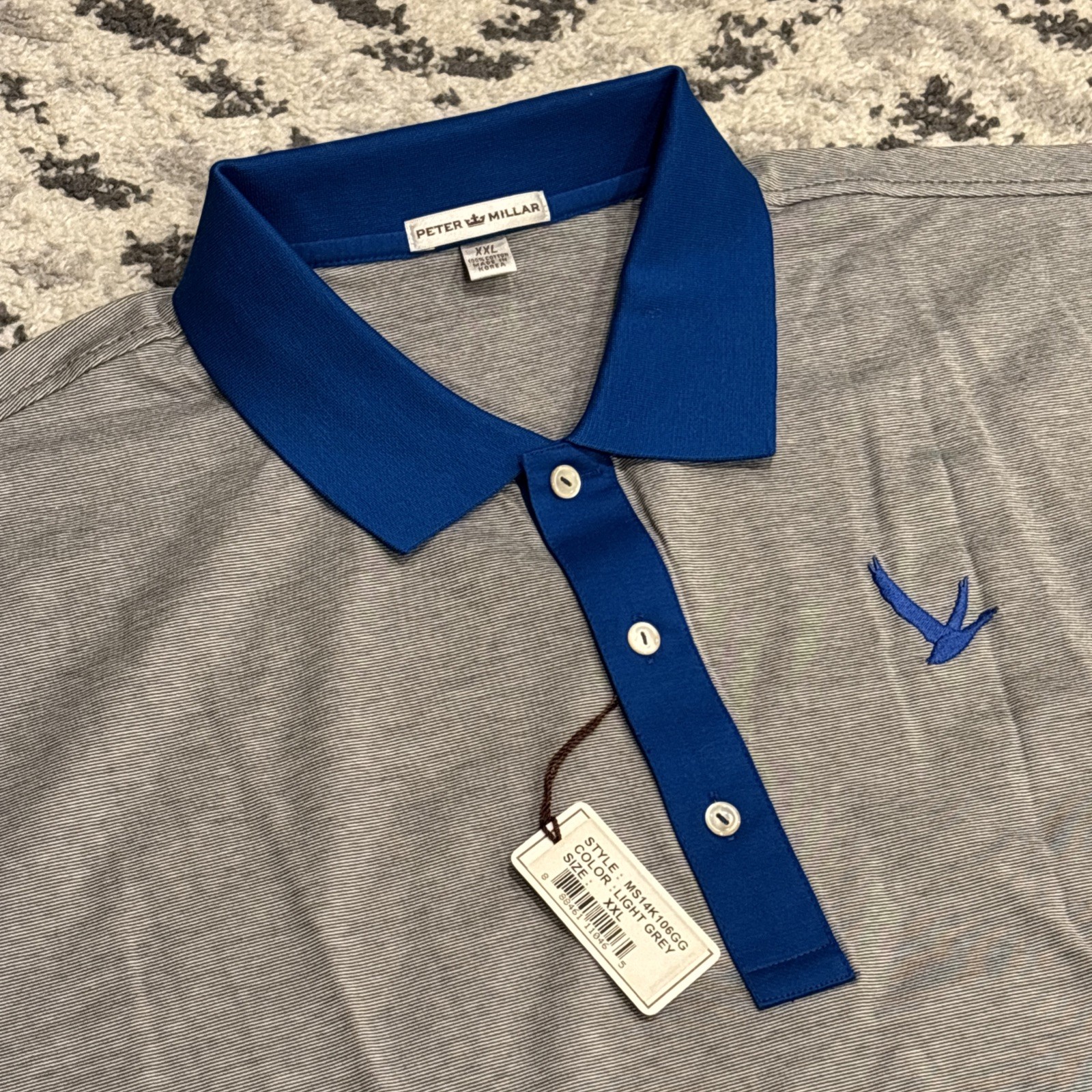 NWT PETER MILLAR Grey Goose Vodka 2-Tone Gray Polo Men’s XXL 2XL