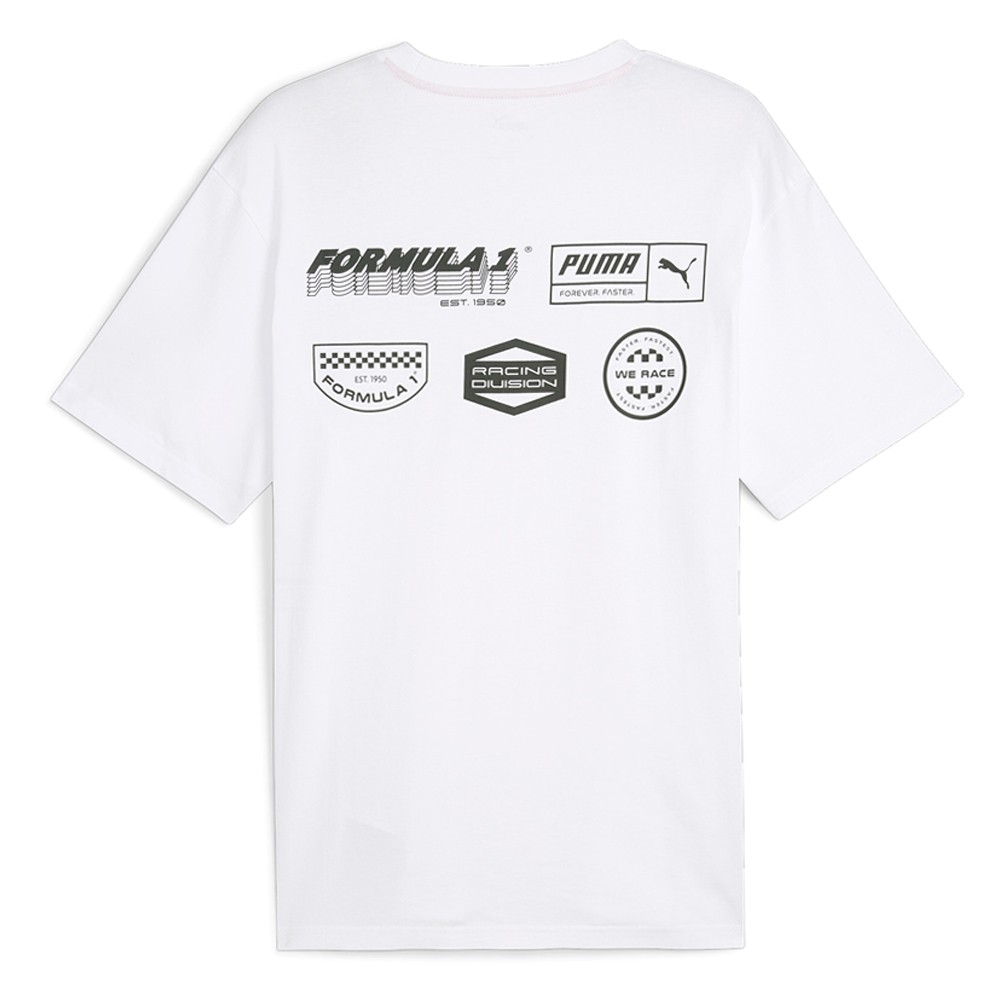 PUMA F1 Statement Graphic Crew Neck Short Sleeve T-Shirt Mens White Casual Tops