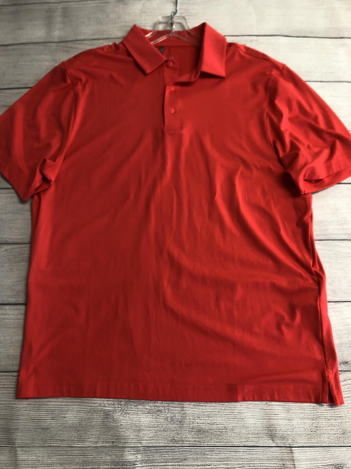 Under Armour Polo Shirt Mens Large Red Golf UA Golf UPF 50 Anti Odor Performance