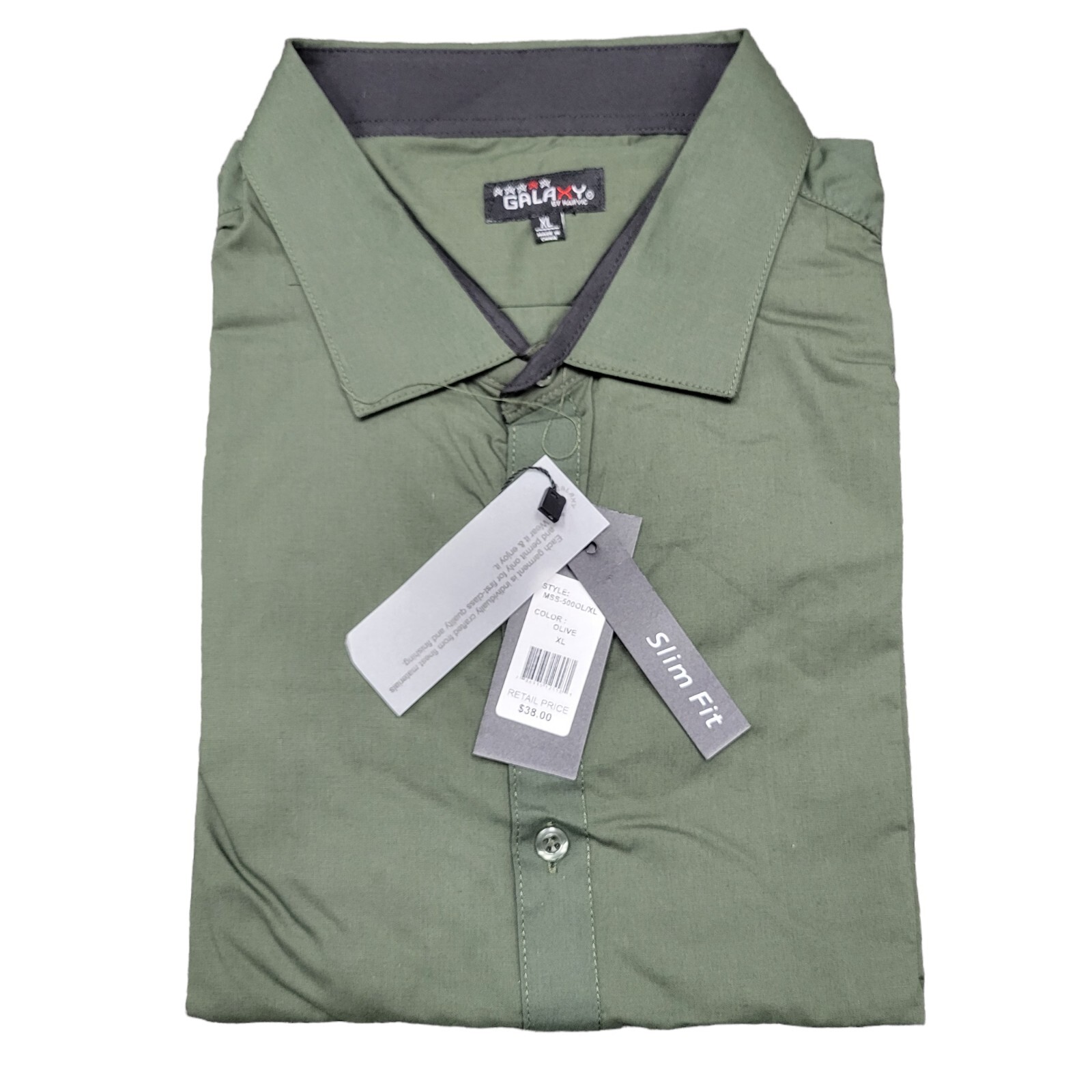 Men’s Galaxy By Harvic Slim Fit Short Sleeve Shirt. Size XL NWT $38