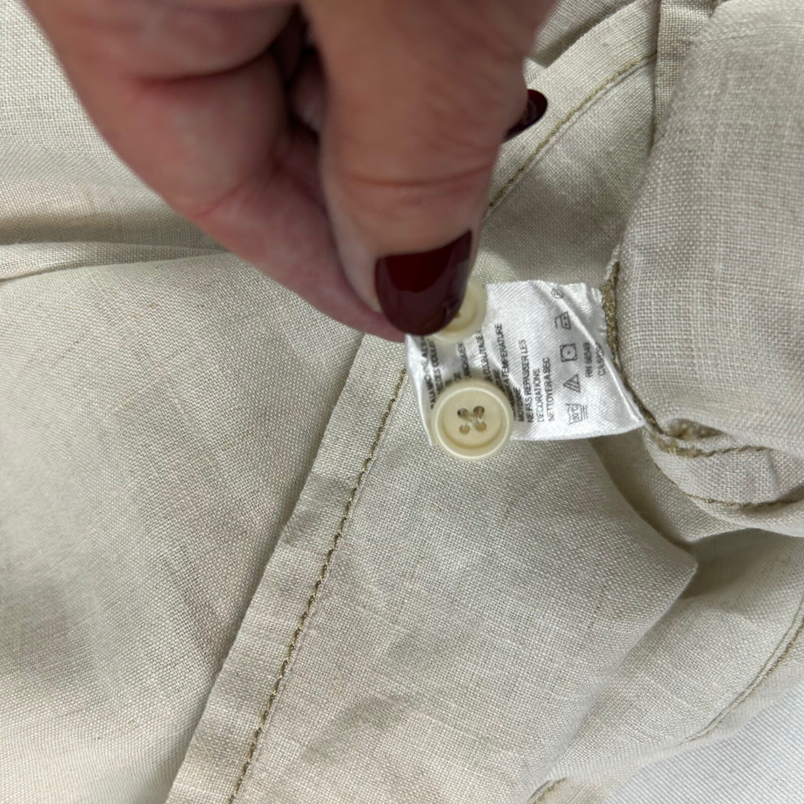 Tommy Bahama Relax Linen Button Up Short Sleeve Camp Shirt Beige Large