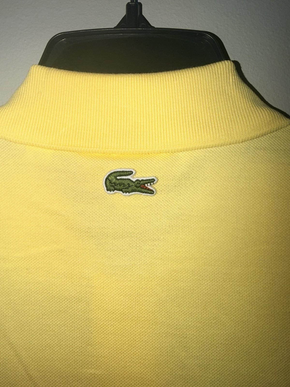 Lacoste Men’s L Yellow Solid Logo Polo Shirt Short Sleeve Collared Knit Cotton