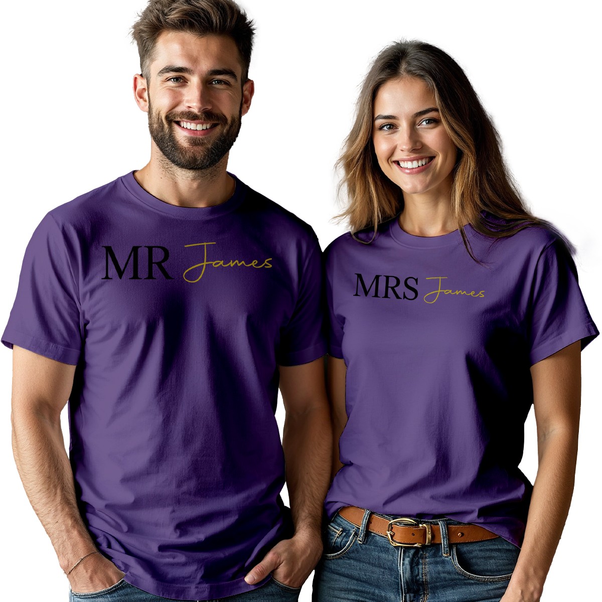 Mr And Mrs Tshirts Wedding Matching Couple Personalised Husband Wife Tshirt