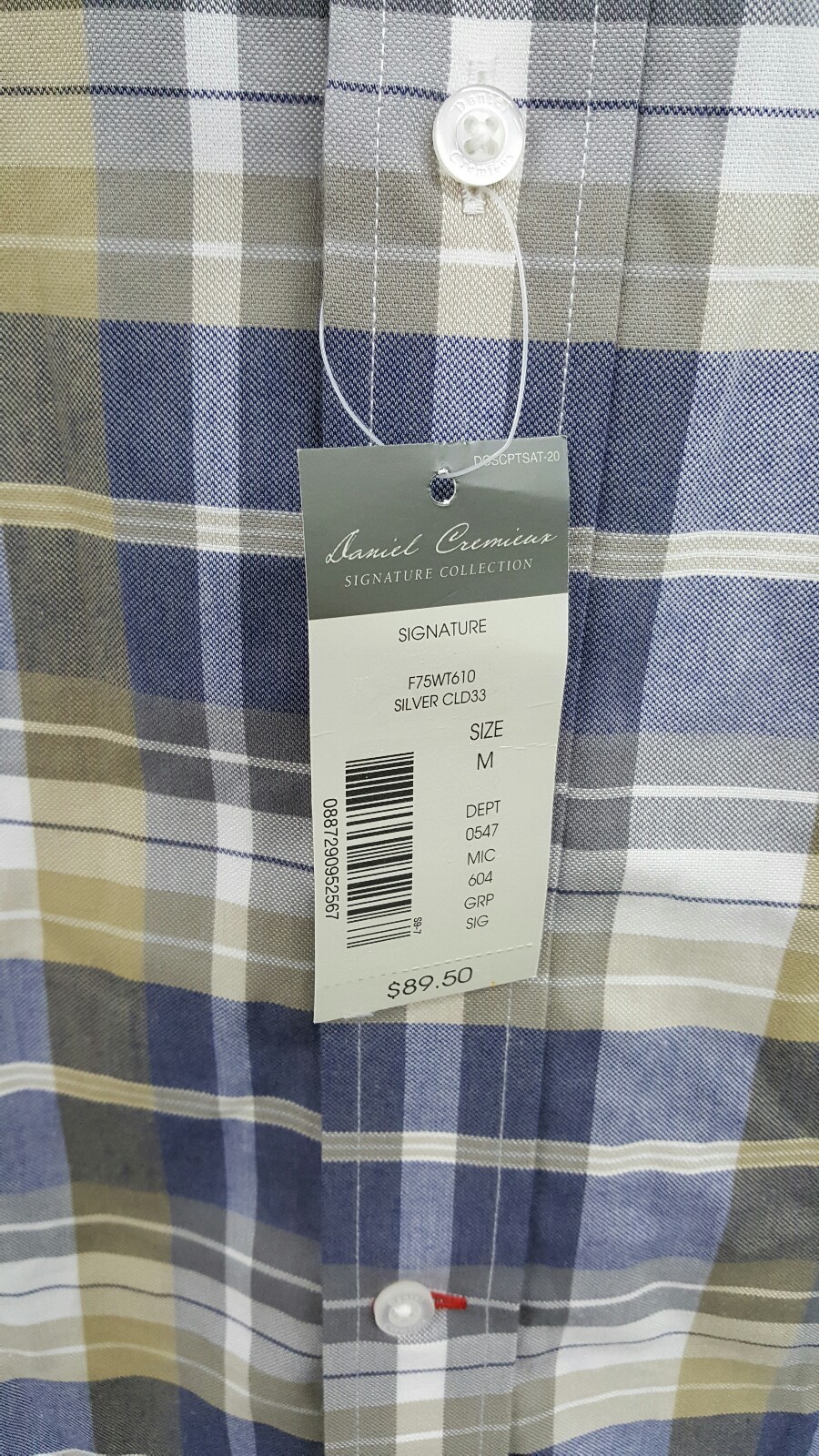 Daniel Cremieux Signature Silver Cloud Grey Plaid L/S Men’s Shirt M NWT $89.50