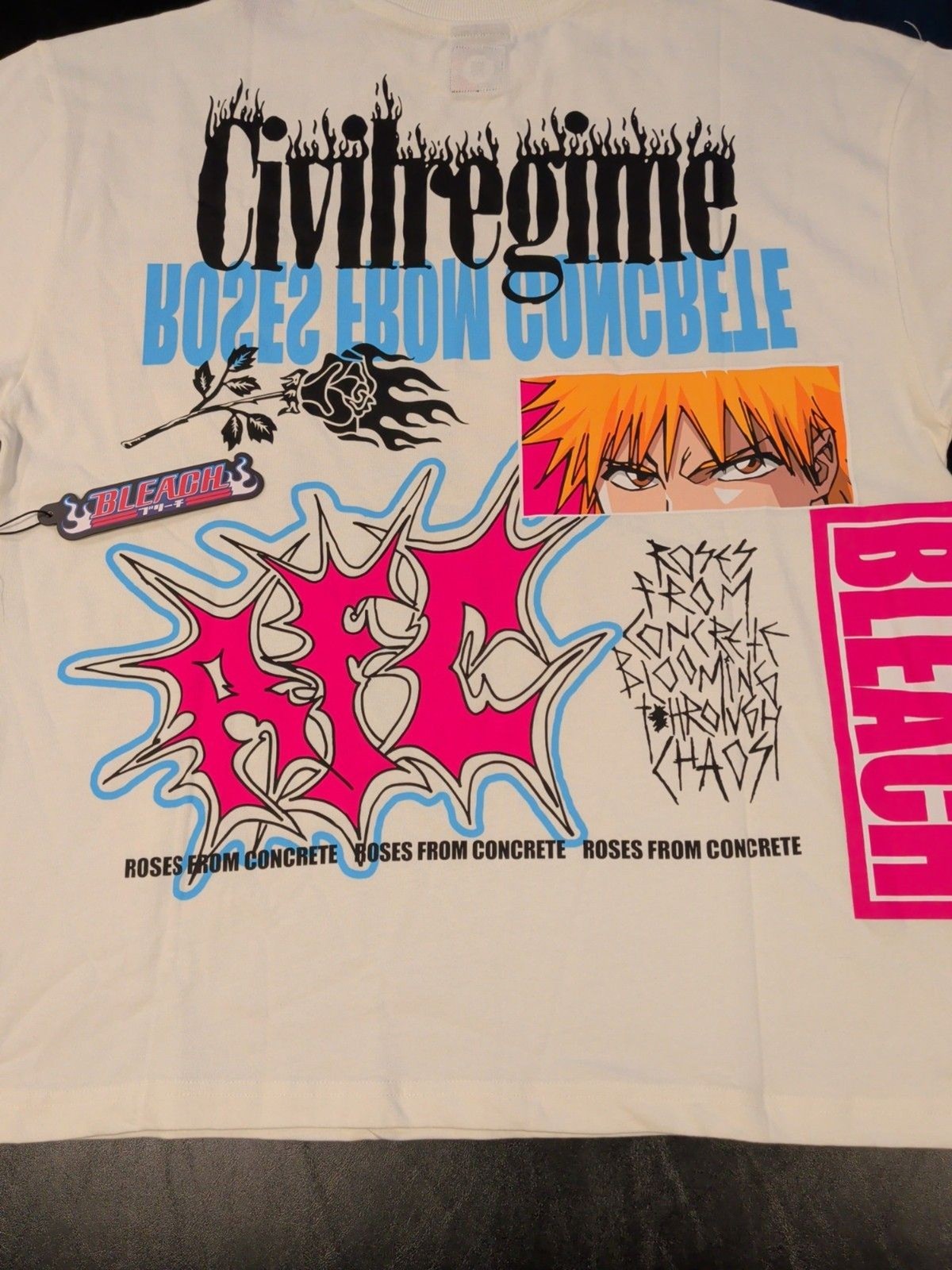 Civil Regime X Bleach Collab “Roses from Concrete” T-shirt Size M