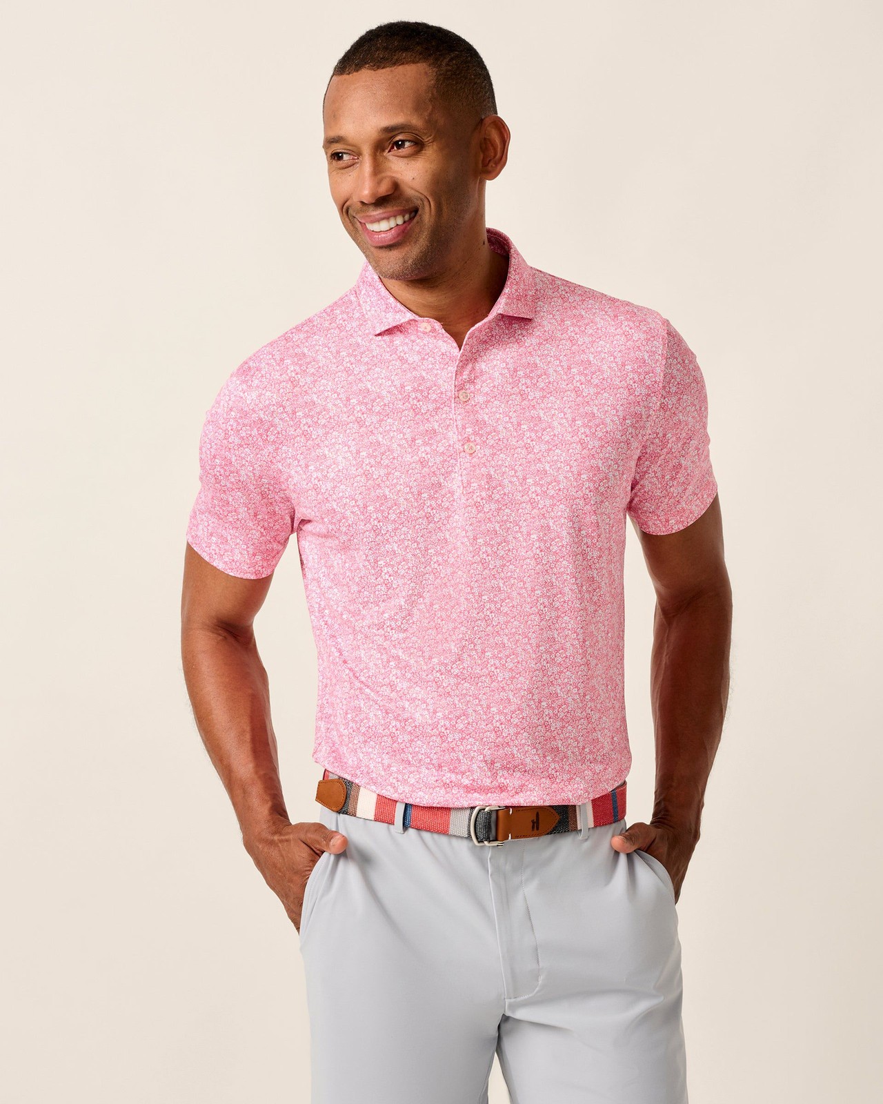 johnnie-O Performance Jersey Polo – Wildflower Mens Azalea (7851931)