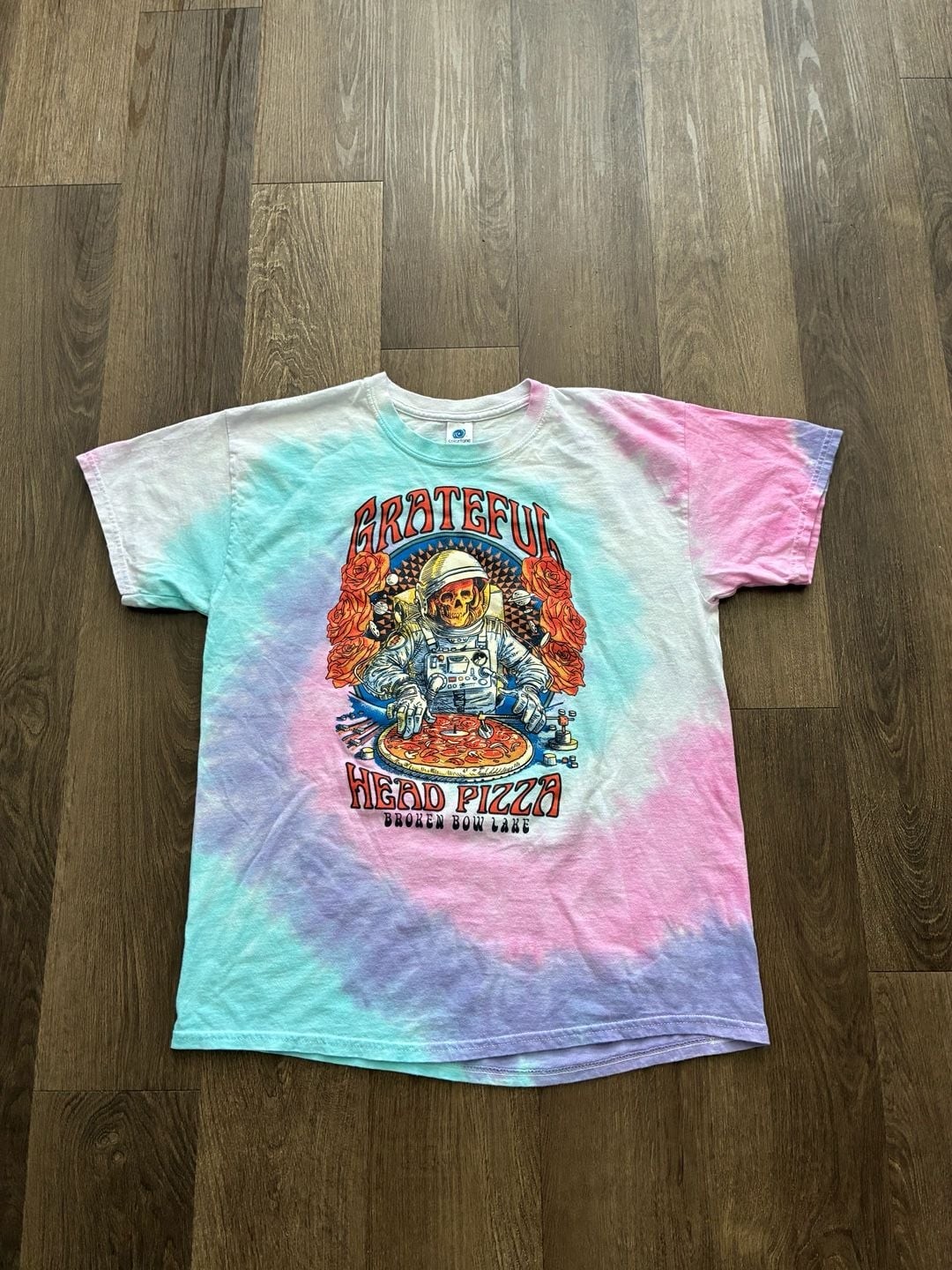 Grateful Head Pizza Broken Bow Lake Tie Dye Graphic T-Shirt