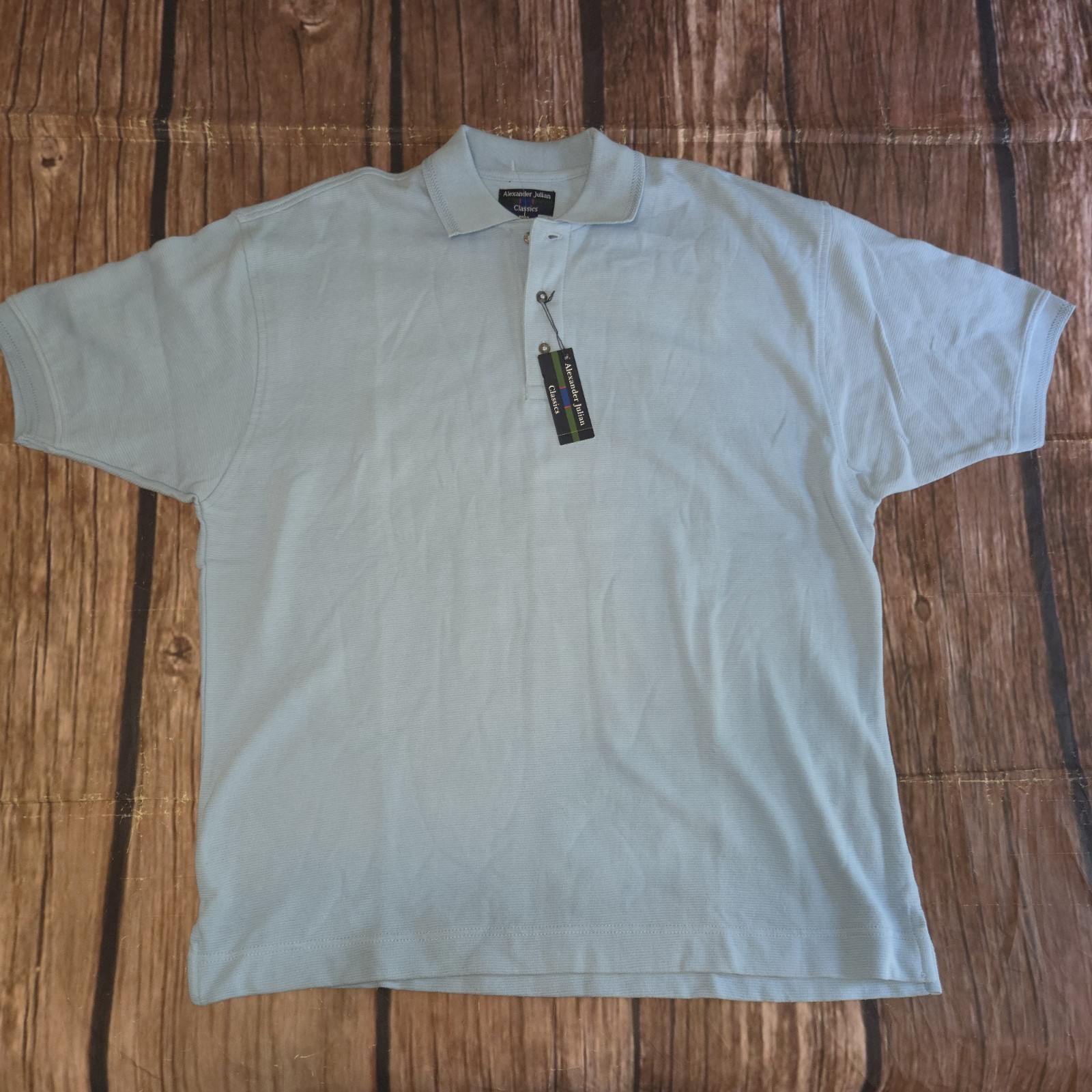NWT Alexander Julian Classics Large Polo Shirt Short Sleeve Cotton Blue $42