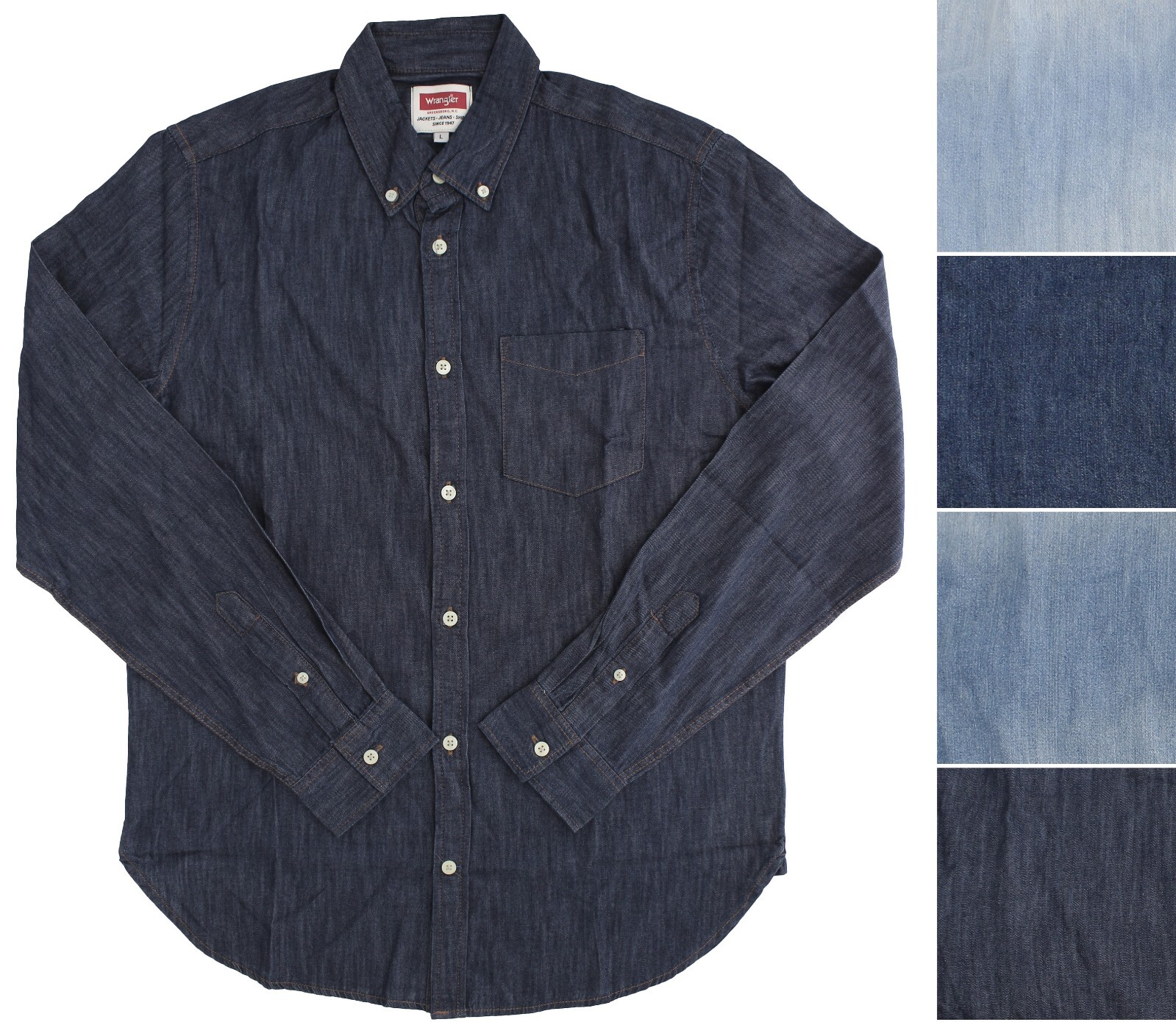 Wrangler Men’s Shirt Standard Fit Button-Down Button-Up One Pocket 100% Cotton