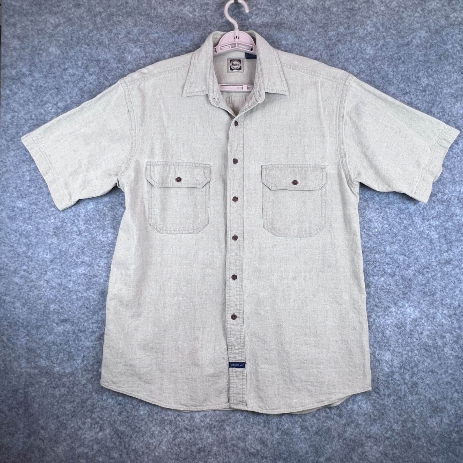Mens Med Shirt Linen Cotton Classic Outdoor Beige Short-SleeveG.H. Bass & Co