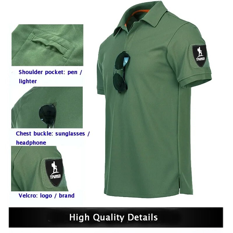 Men’s Tactical Polo T-Shirt Quick Dry Combat Short Sleeve Team Work Casual Shirt