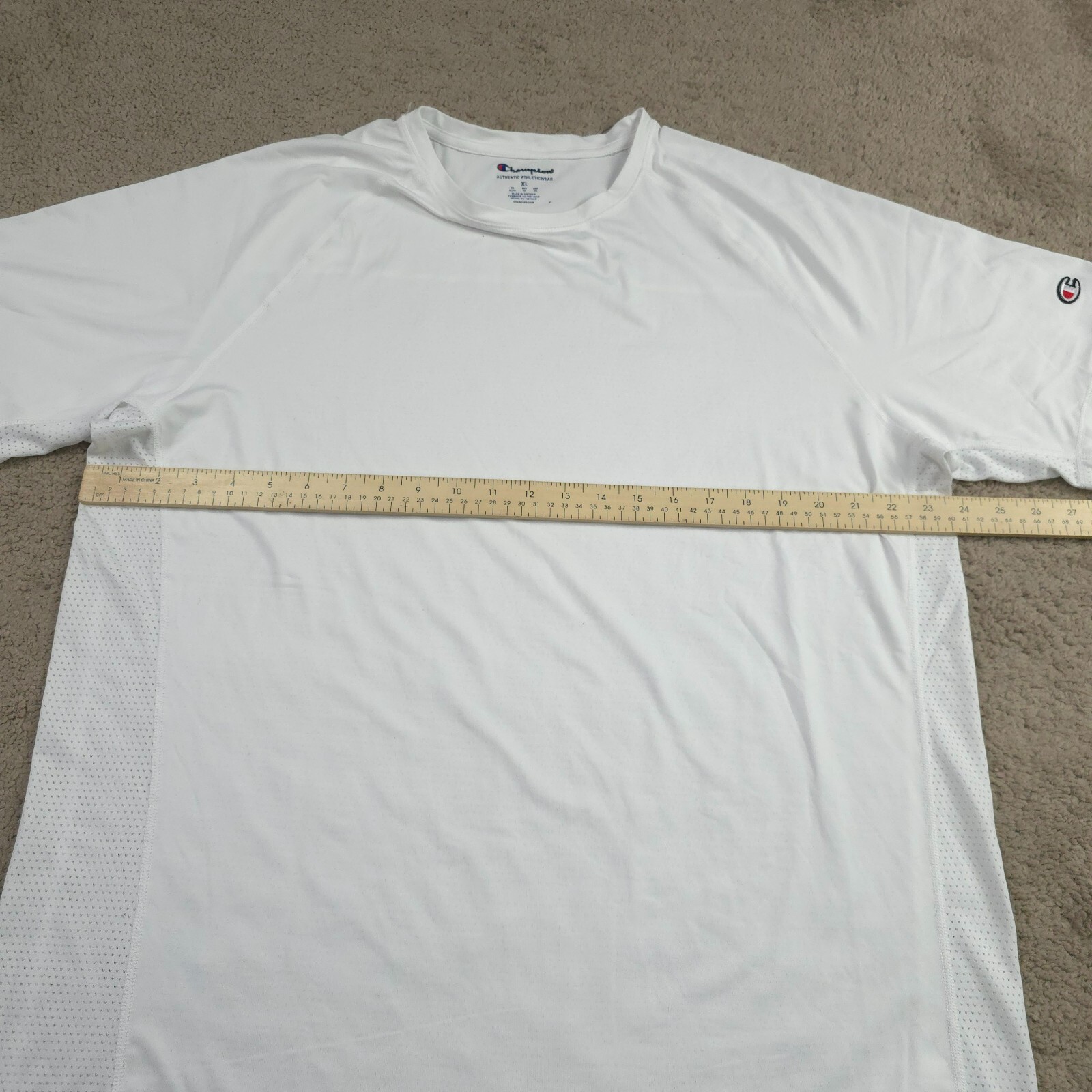 Champion Authentic Athletic Wear Men Crew Neck Short Sleeves T-Shirt XL White