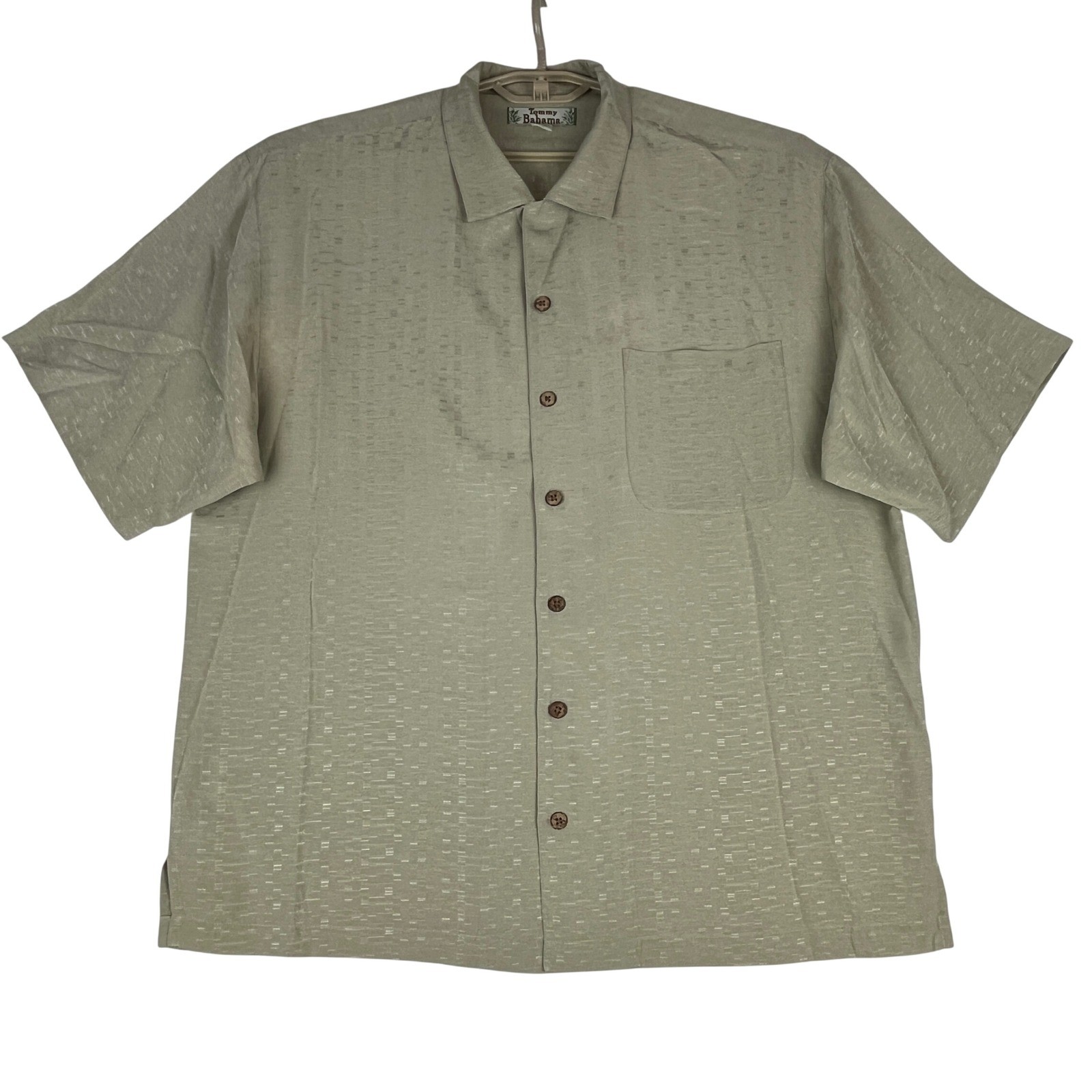 Tommy Bahama Silk Camp Shirt Mens Large Sage Green Machine Washable