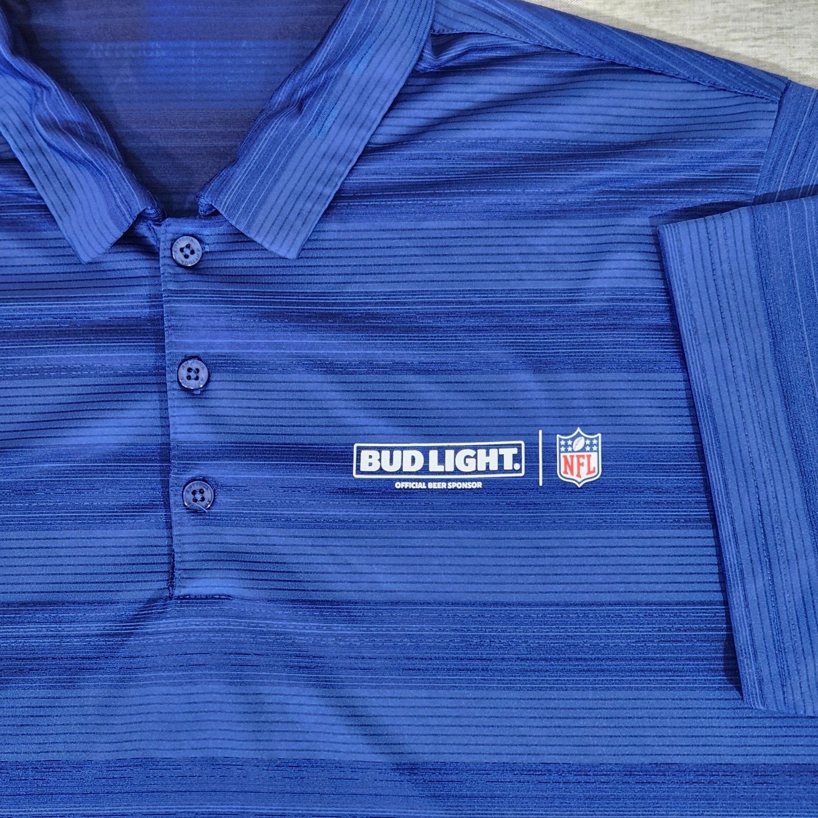 Antigua Men’s XL Short Sleeve Performance Polo Shirt Bud Light NFL Logo Blue