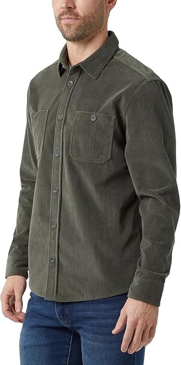 32 Degrees Heat Men’s Chest Pocket Button-Up Shirt, Green, Size M