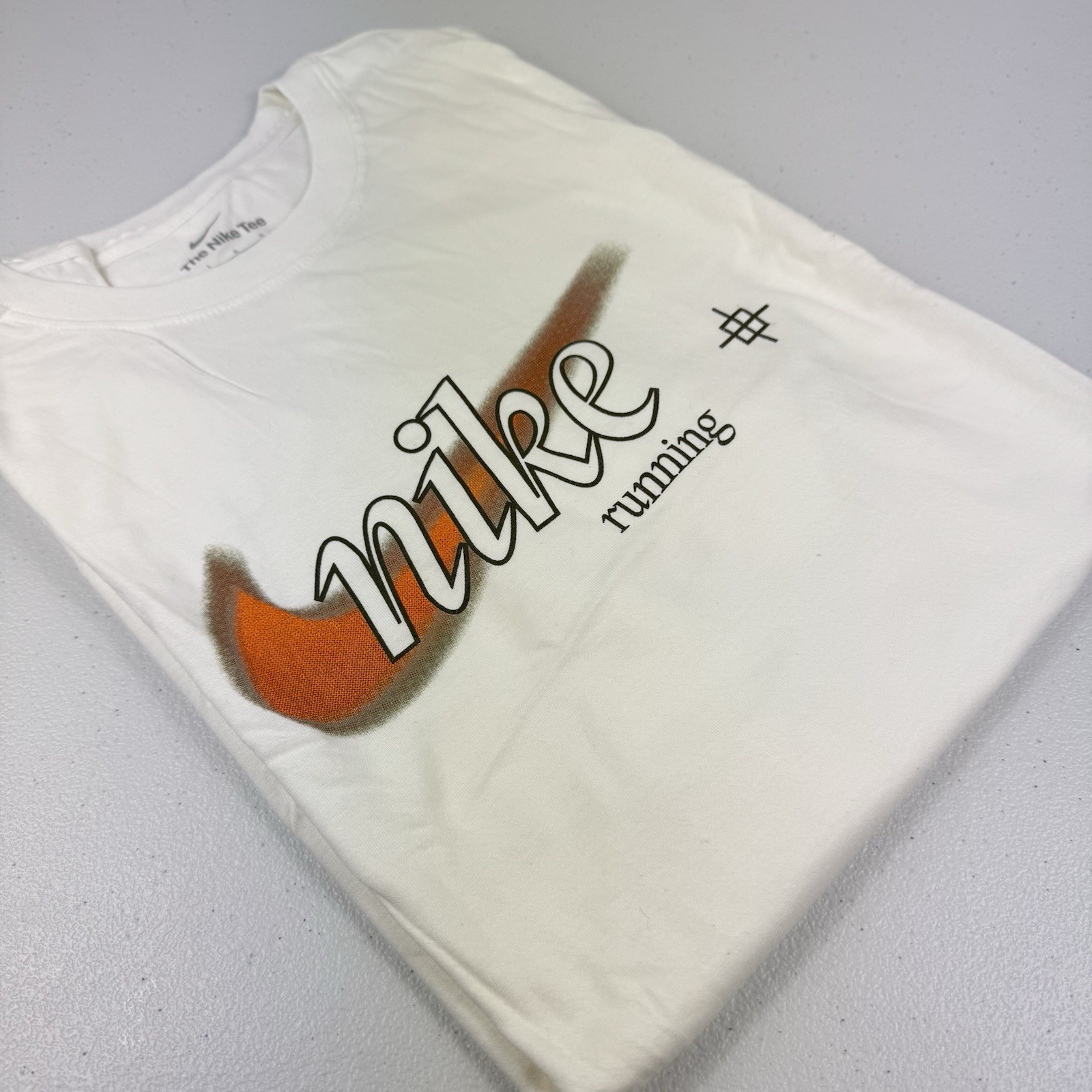 Men’s T-Shirt Nike Athletic White Orange Multicolor Swoosh Size M L XL 2XL