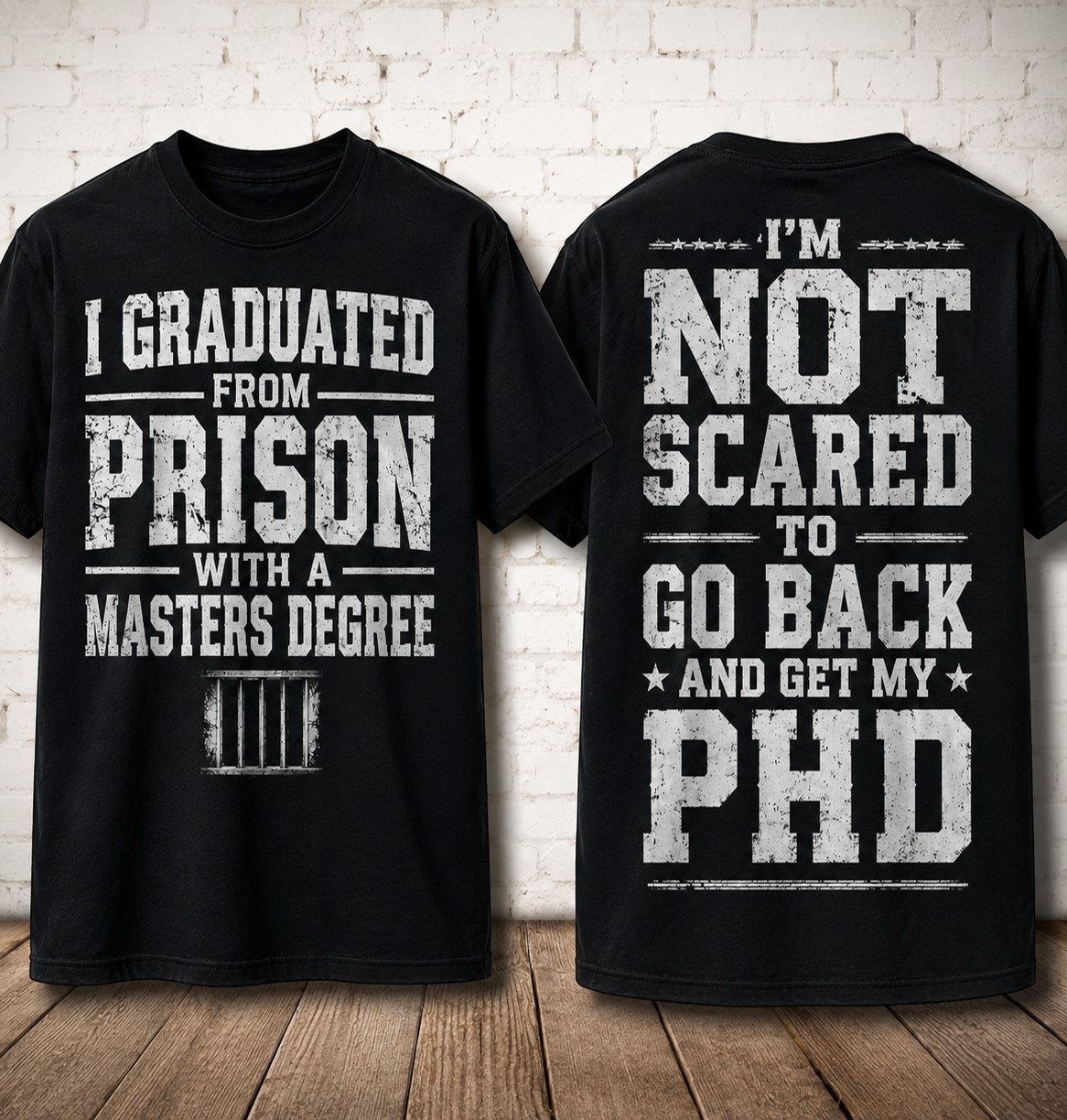 I Graduated From Prison Pro Club Shaka Tee Shirt Big & Tall Print Front Back y