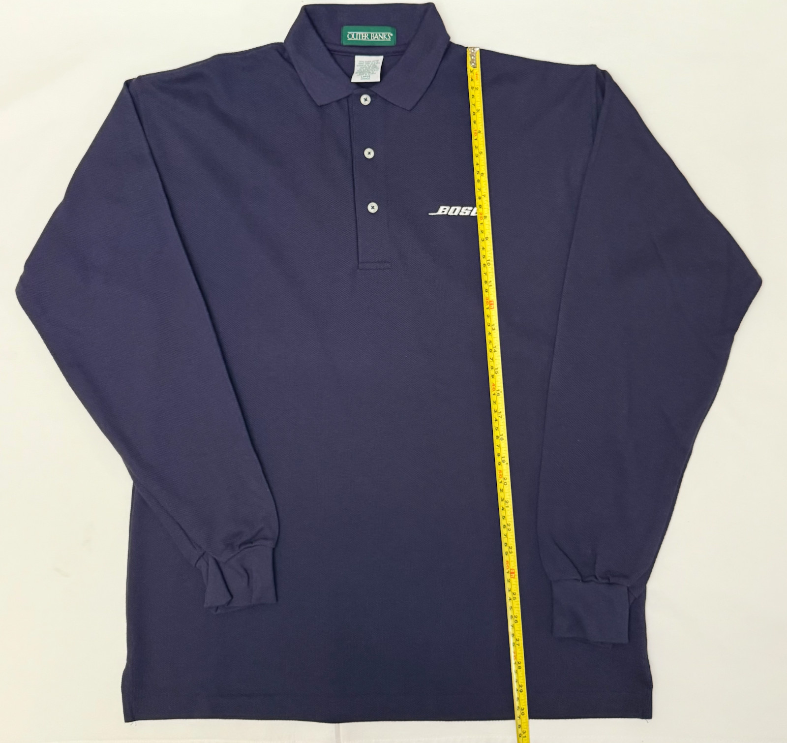 Vintage NWOT Bose Men Long-Sleeve Polo Shirt 100% Combed Cotton Made In USA SZ L