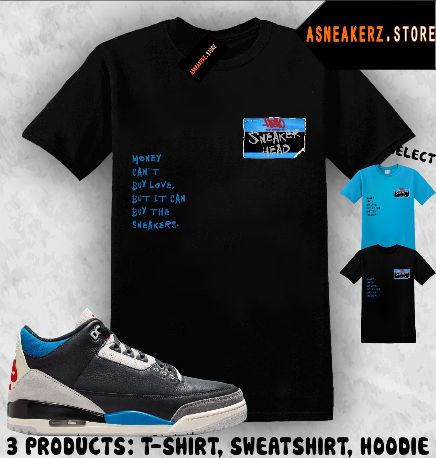 Tee Shirt Matching AJ 3 OG Rare Air 2025 Match Sneaker Sneakerhead Badge T-Shirt