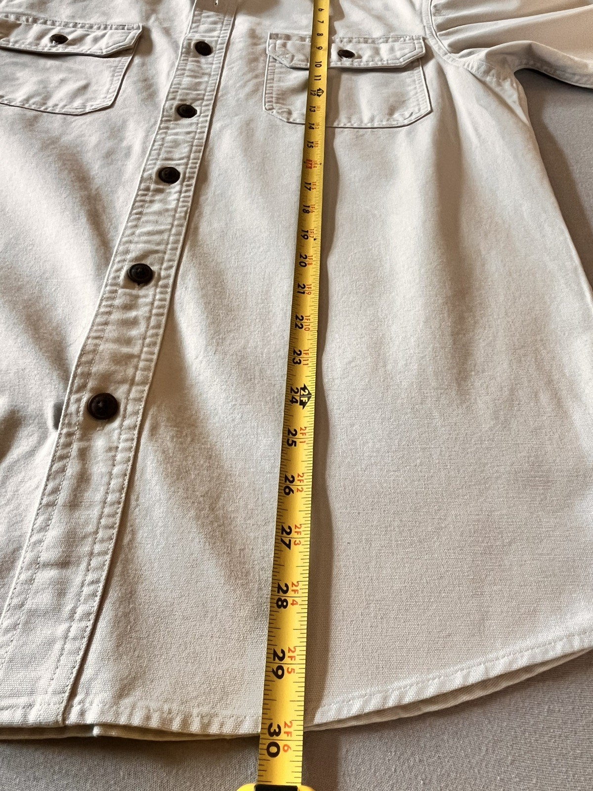 Vintage RedHead Sz M Shortsleeve Button Pale Khaki Shirt W/Pockets 100% Cotton