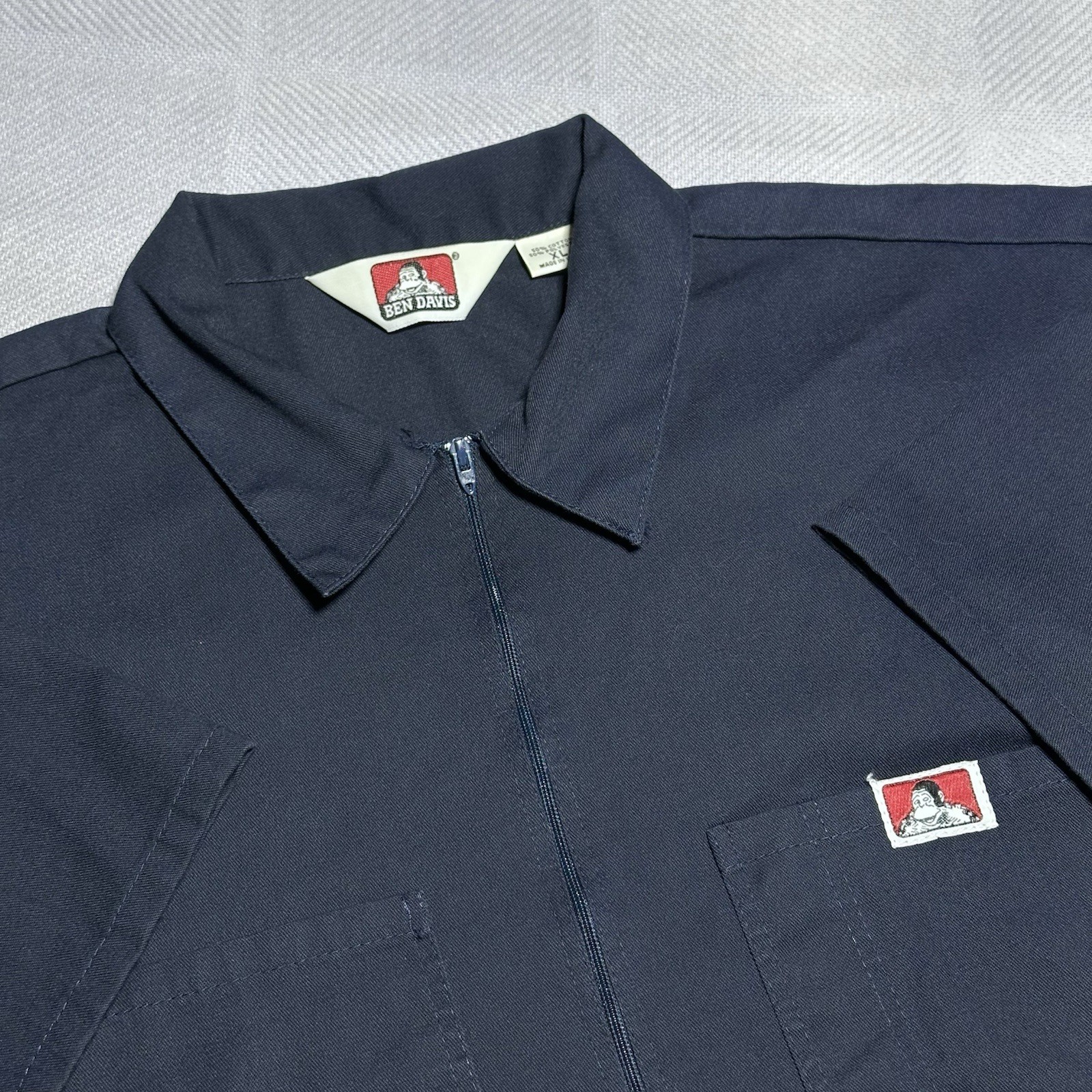 Vintage Ben Davis Half Zip Navy Dual Pocket Shirt Men’s Size XL Talon Zipper
