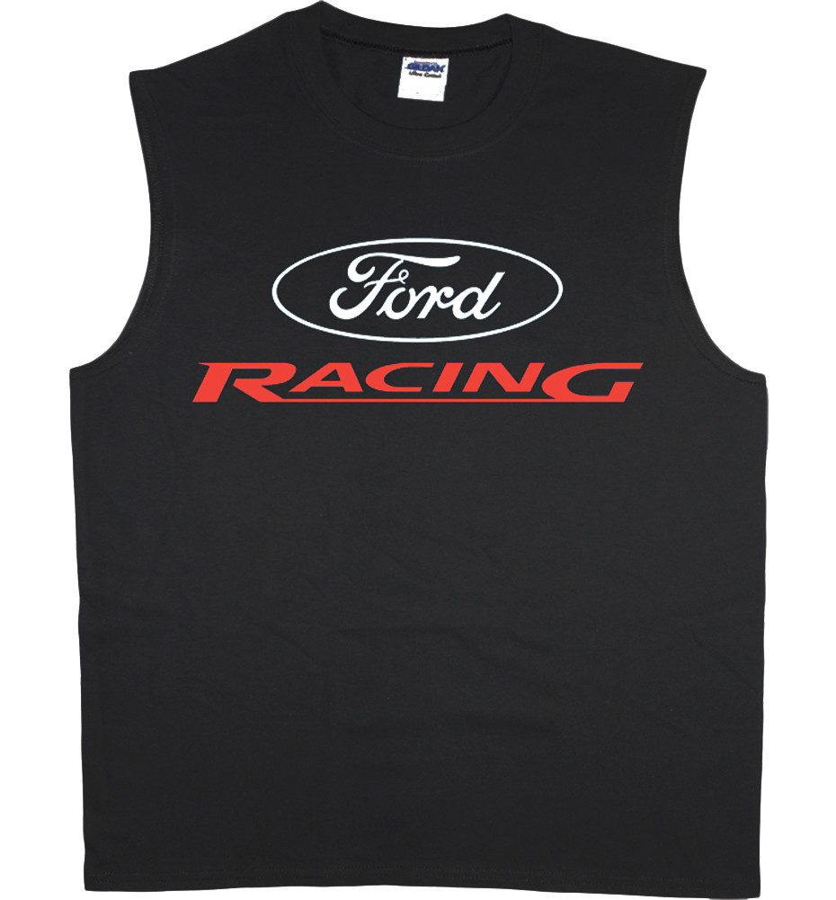 Mens sleeveless t-shirt Ford Racing decal design mustang muscle tee tank top
