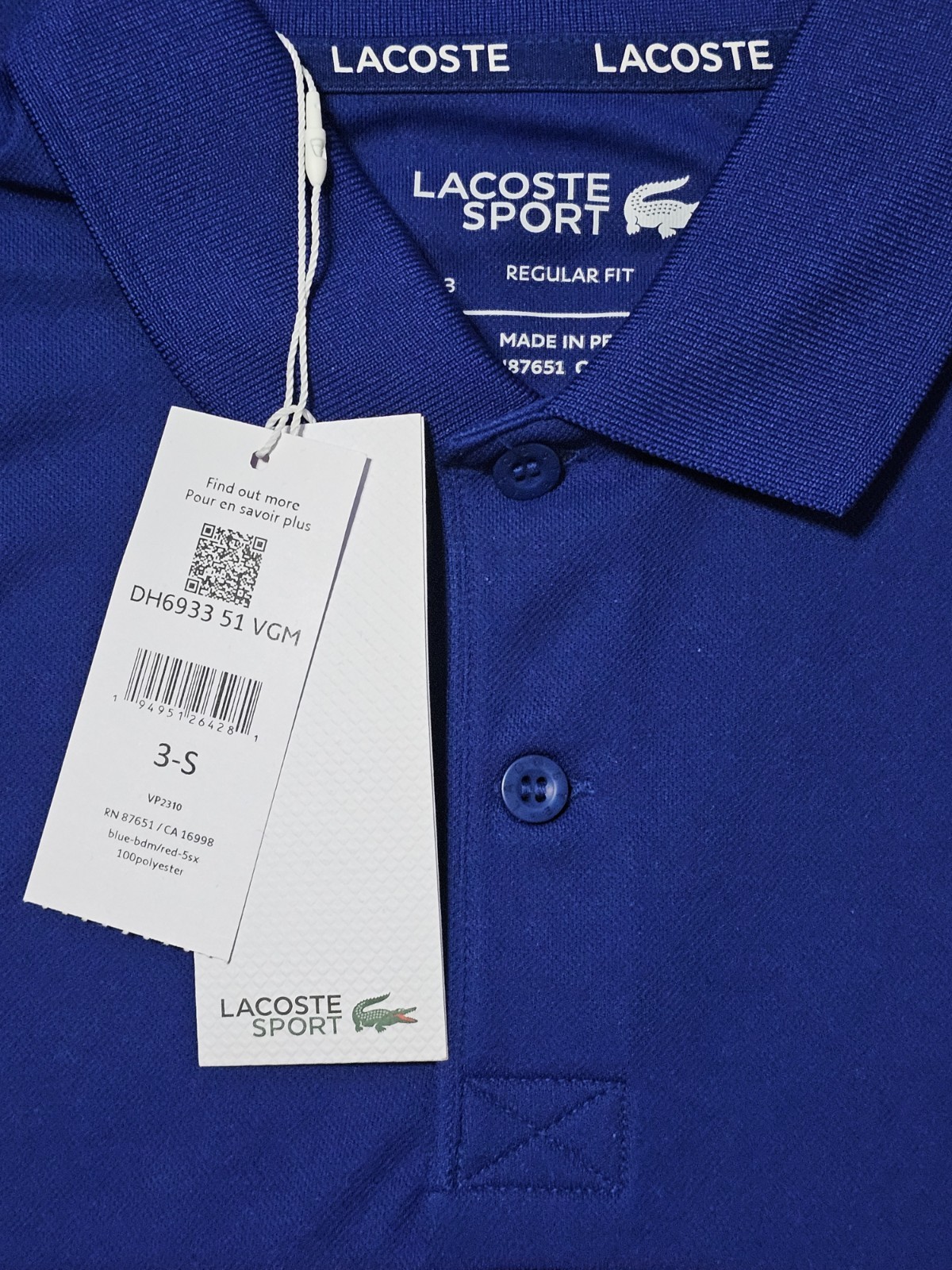 Lacoste Men’s Regular Fit Red & Blue Colorblock Anti Odor Sport Polo Size Small