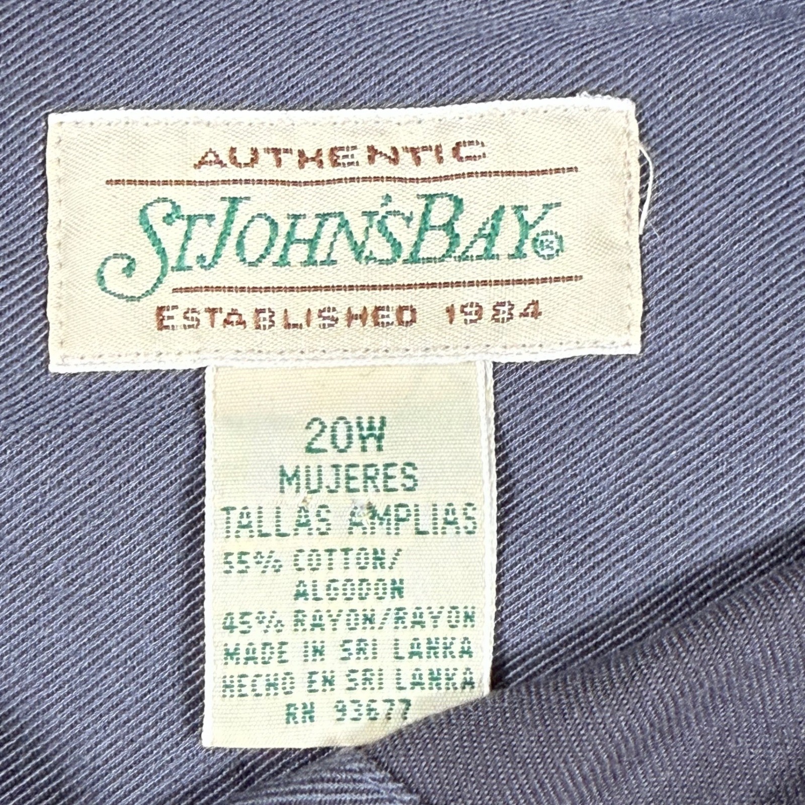 St Johns Bay Shirt 20W Gray Button Up Long Sleeve Cotton Blend Relaxed Women’s