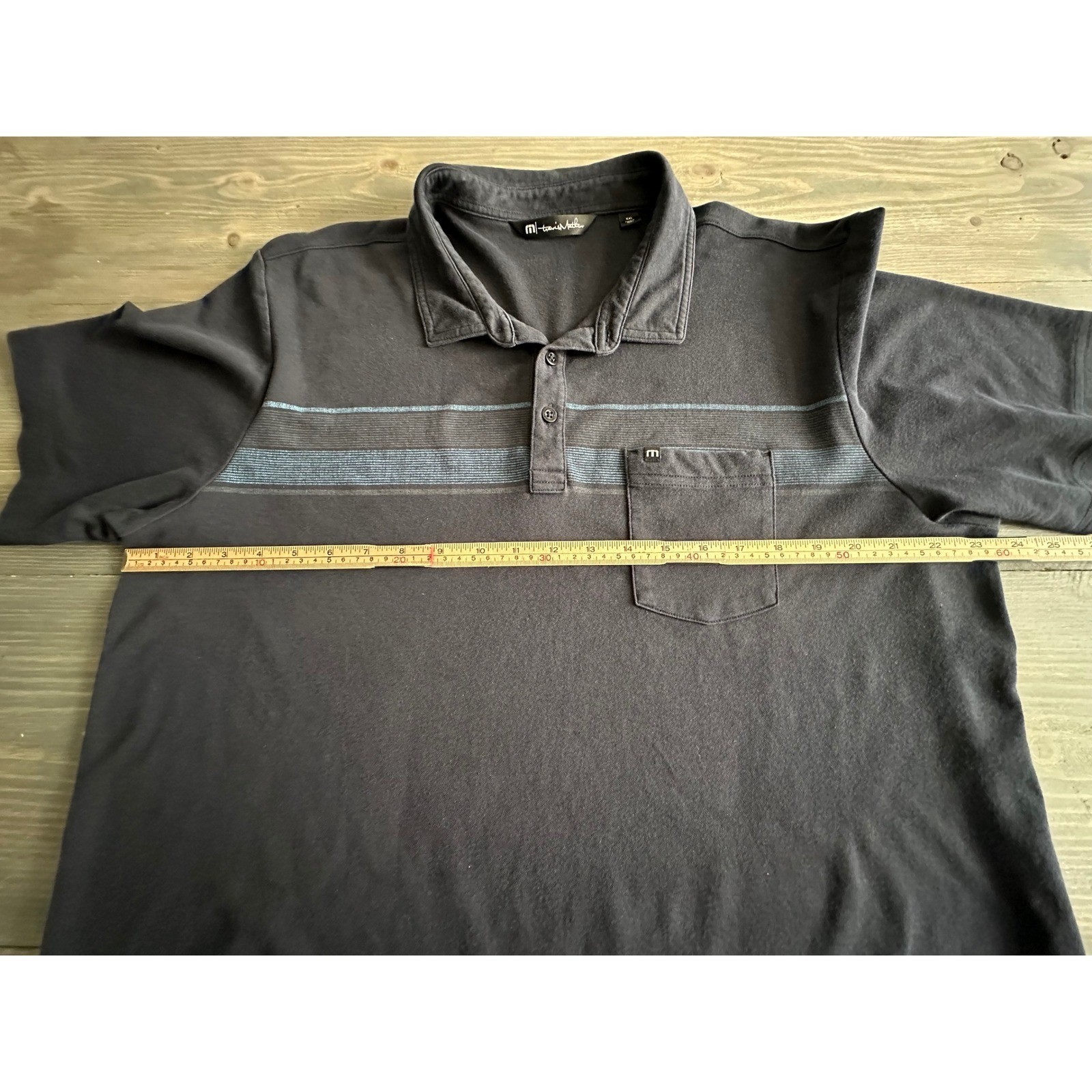 Travis Mathew Gray Polo Pima Cotton Blend Striped Chest Pocket Golf Men Size 2XL