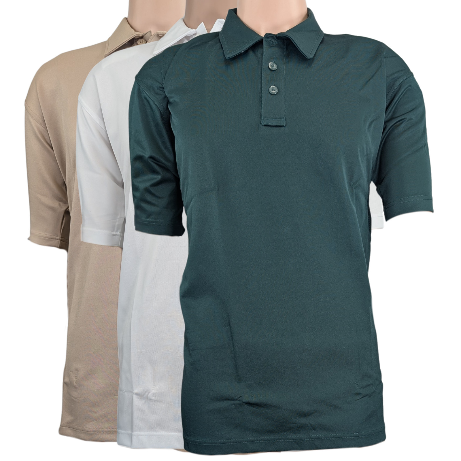 Mens Casual Polo Shirt T-Shirt Wrinkle and Stain Resistant 3 Button Polo