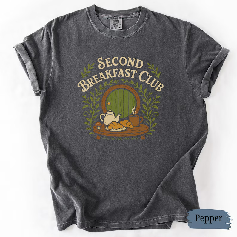 Second Breakfast Club T-Shirt Hobbit Hole Lord Of The Rings Fantasy Tee