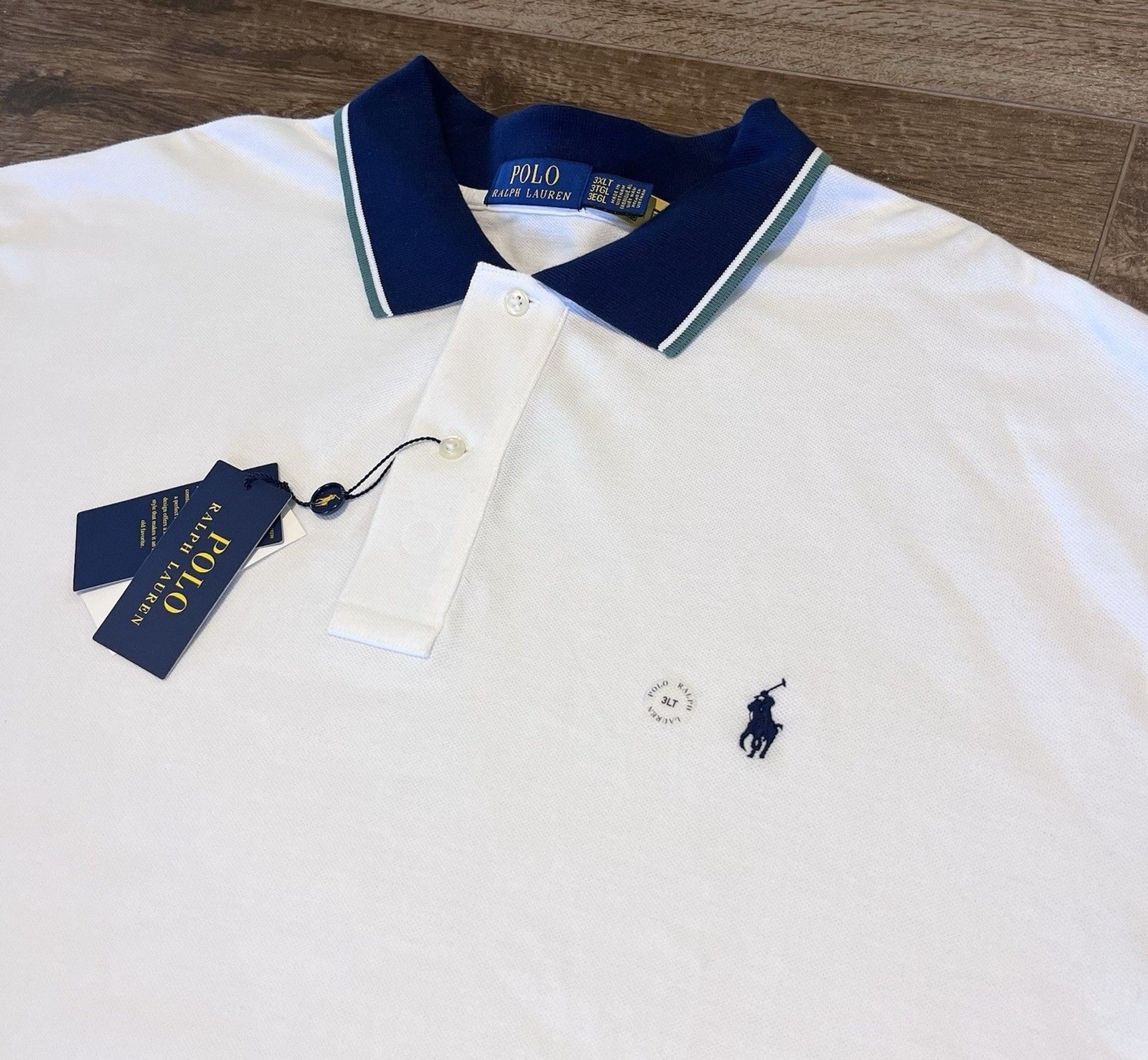 NEW Polo Ralph Lauren Polo Shirt Big & Tall Size 3LT 3XLT Colorblock White Pony