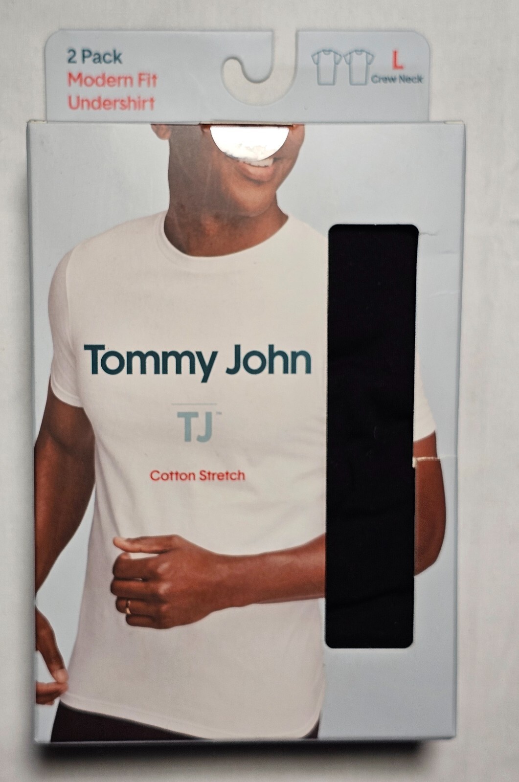 Tommy John Cotton Stretch Modern Fit Undershirt – Large – Black – 2-Pack