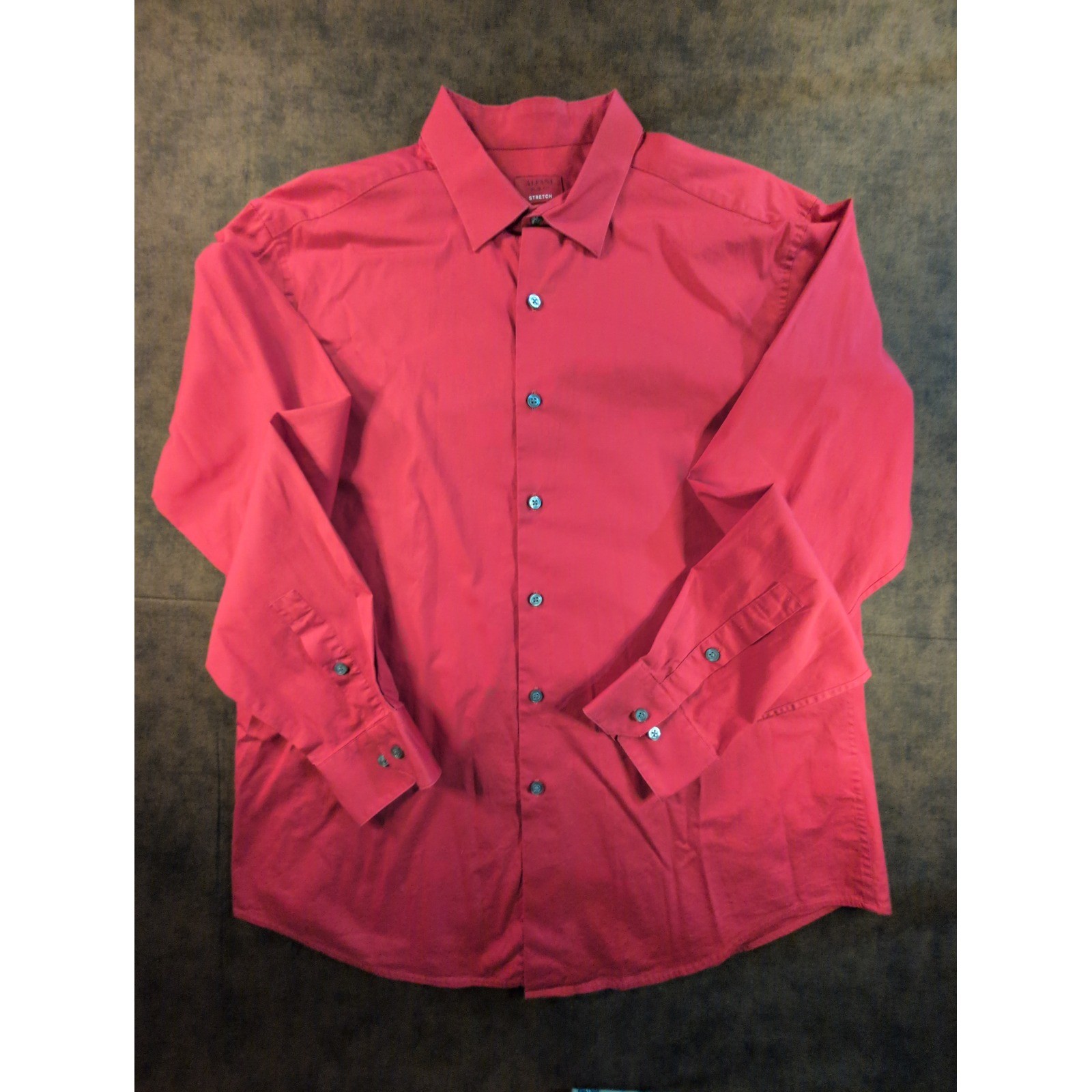 Alfani Mens Slim Fit Stretch Button Down Dress Shirt Red Long Sleeve L 16-16.5