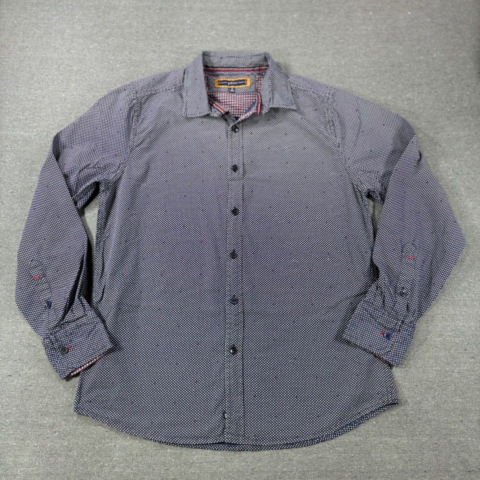 PD&C Button Down Shirt Mens Small Navy Blue Polka Dot Long Sleeve PW9AXNAV