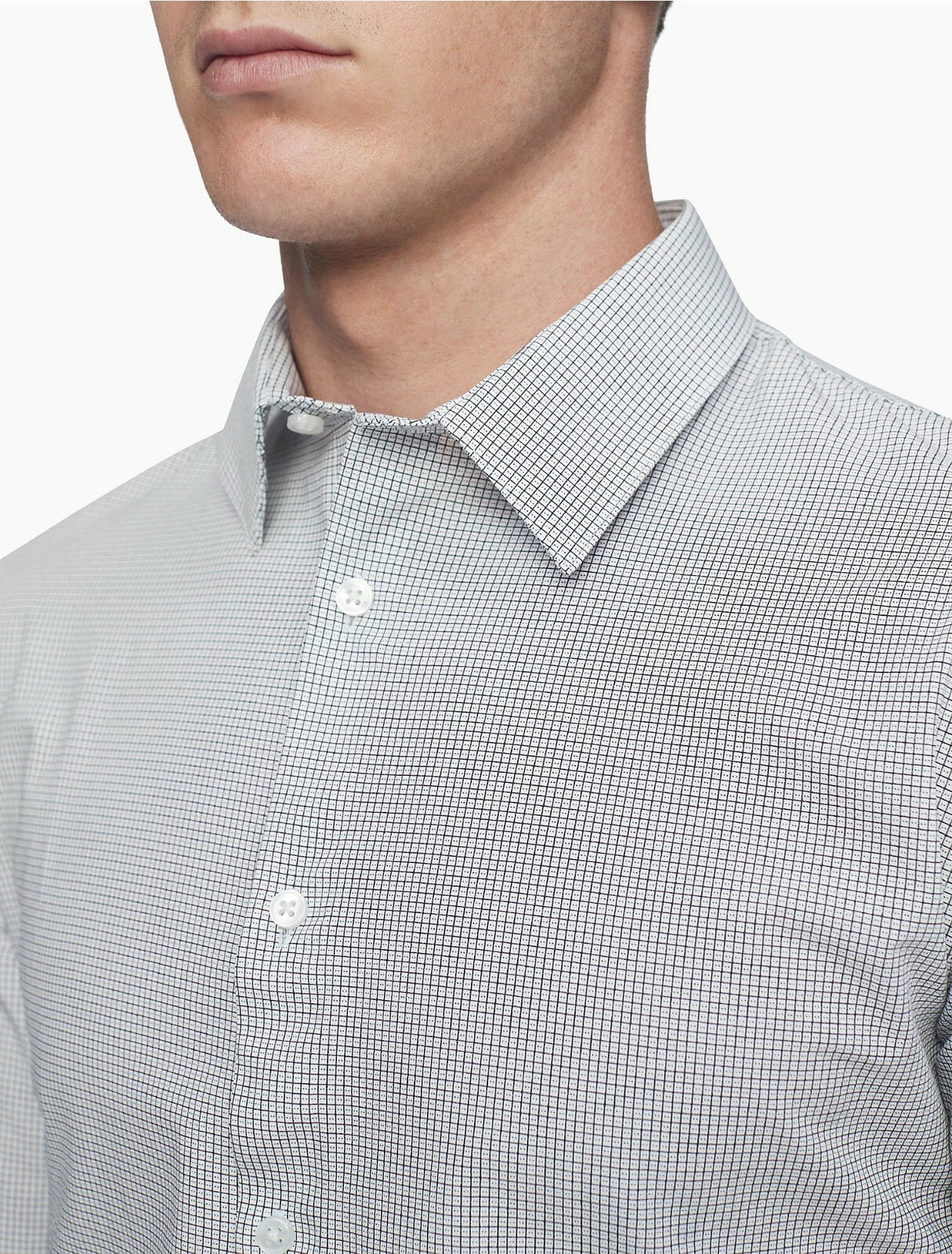 Calvin Klein Extreme Slim Fit Dotted Check Dress Shirt,GreyStone,Sz M 32/33