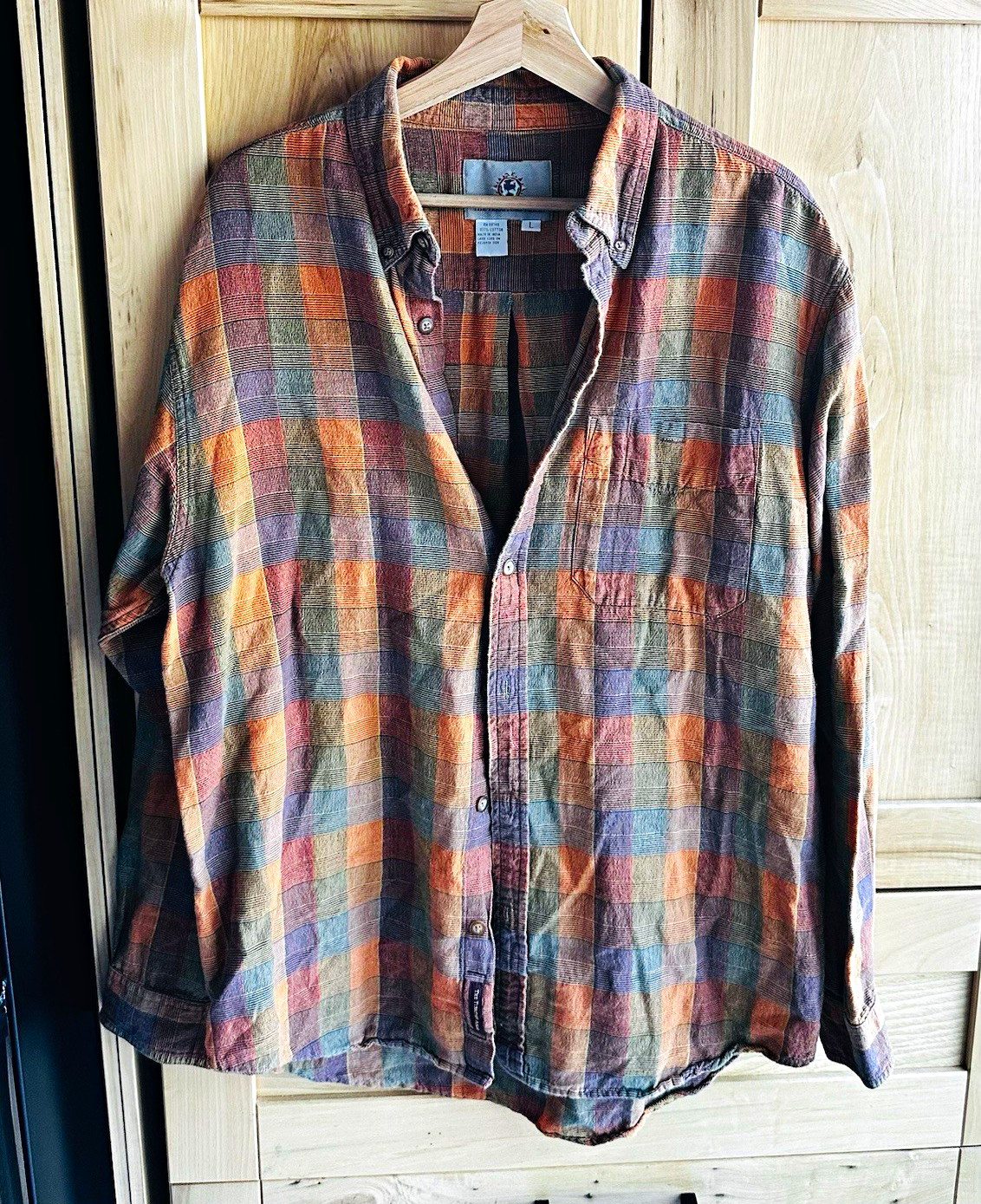 The Territory Ahead Vintage 90s Multicolor Plaid Woven Cotton Shirt Mens L VGUC