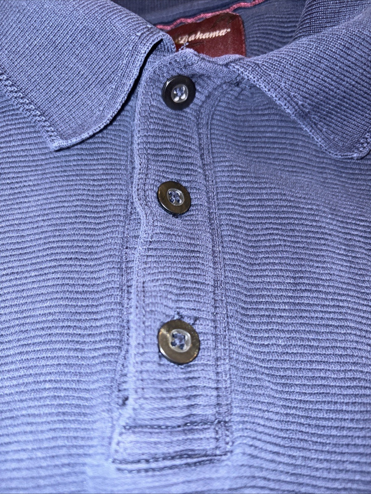 Tommy Bahama Polo Shirt Men’s Medium Navy Long Sleeve Rib Knit Silk & Cotton
