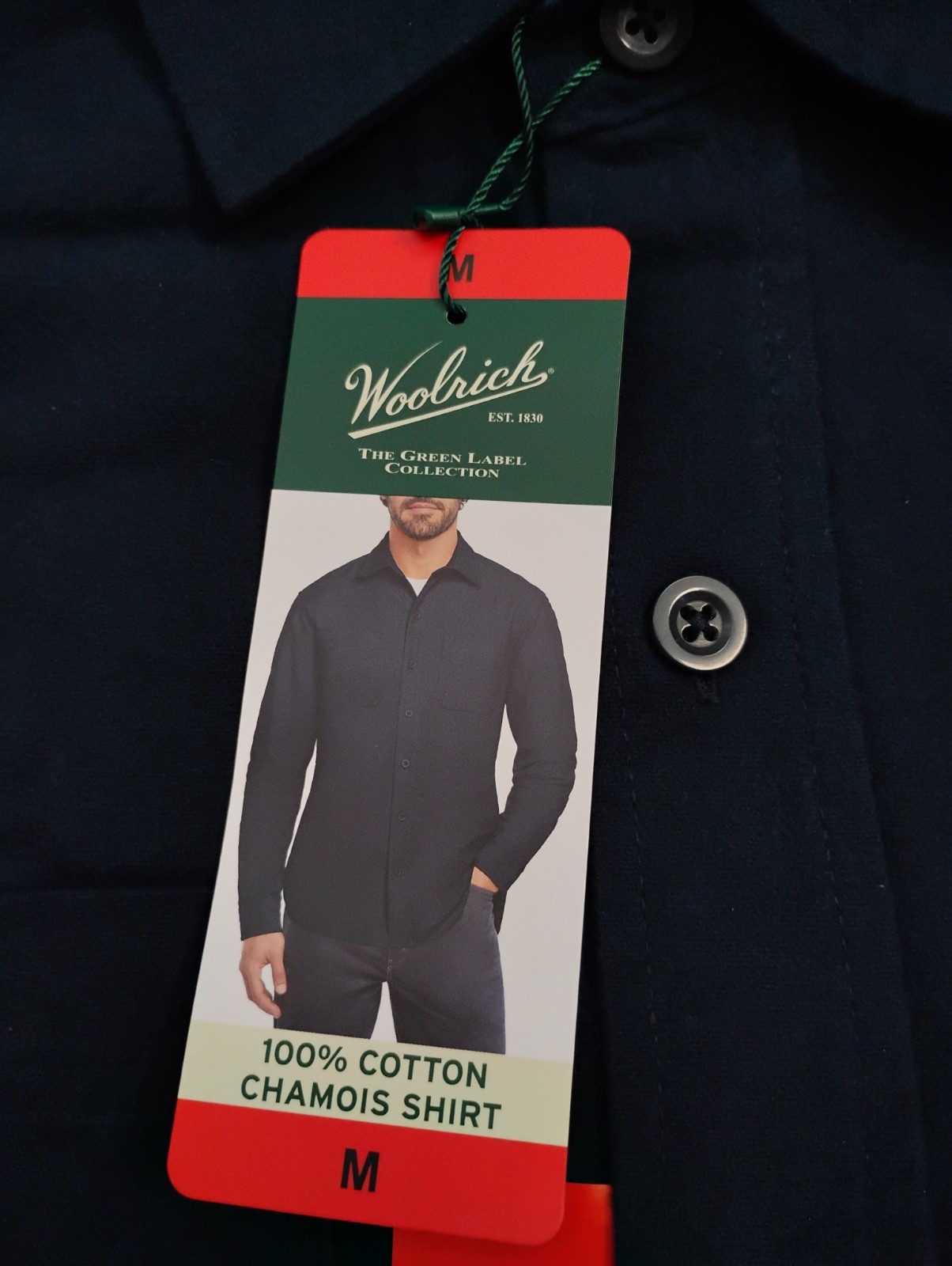 New WOOLRICH Chamois Men’s Navy Blue 100% Cotton Long Sleeve Shirt Size Varies
