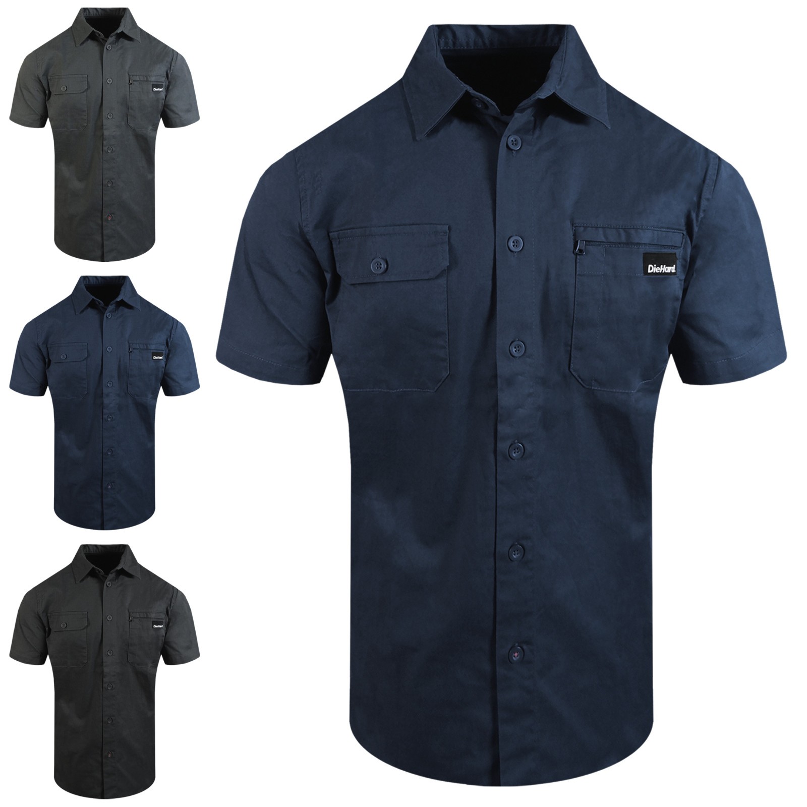Twill Uniform Style Short Sleeve Men’s Shirt Workwear Stretch Resists Oil Water