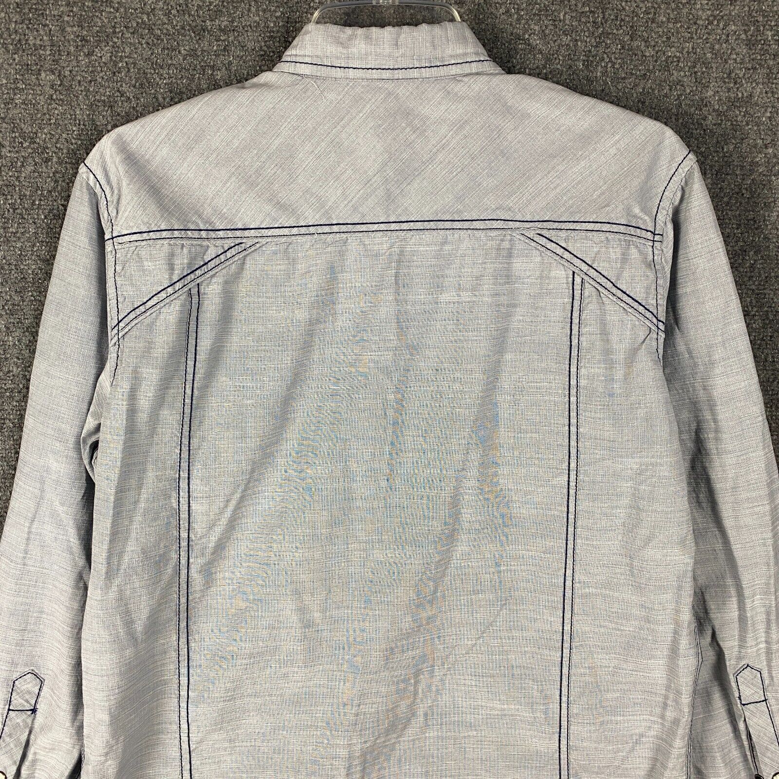 Various Artists Pearl Snap Shirt Men’s Medium Long Sleeve Gray Cotton Blend M