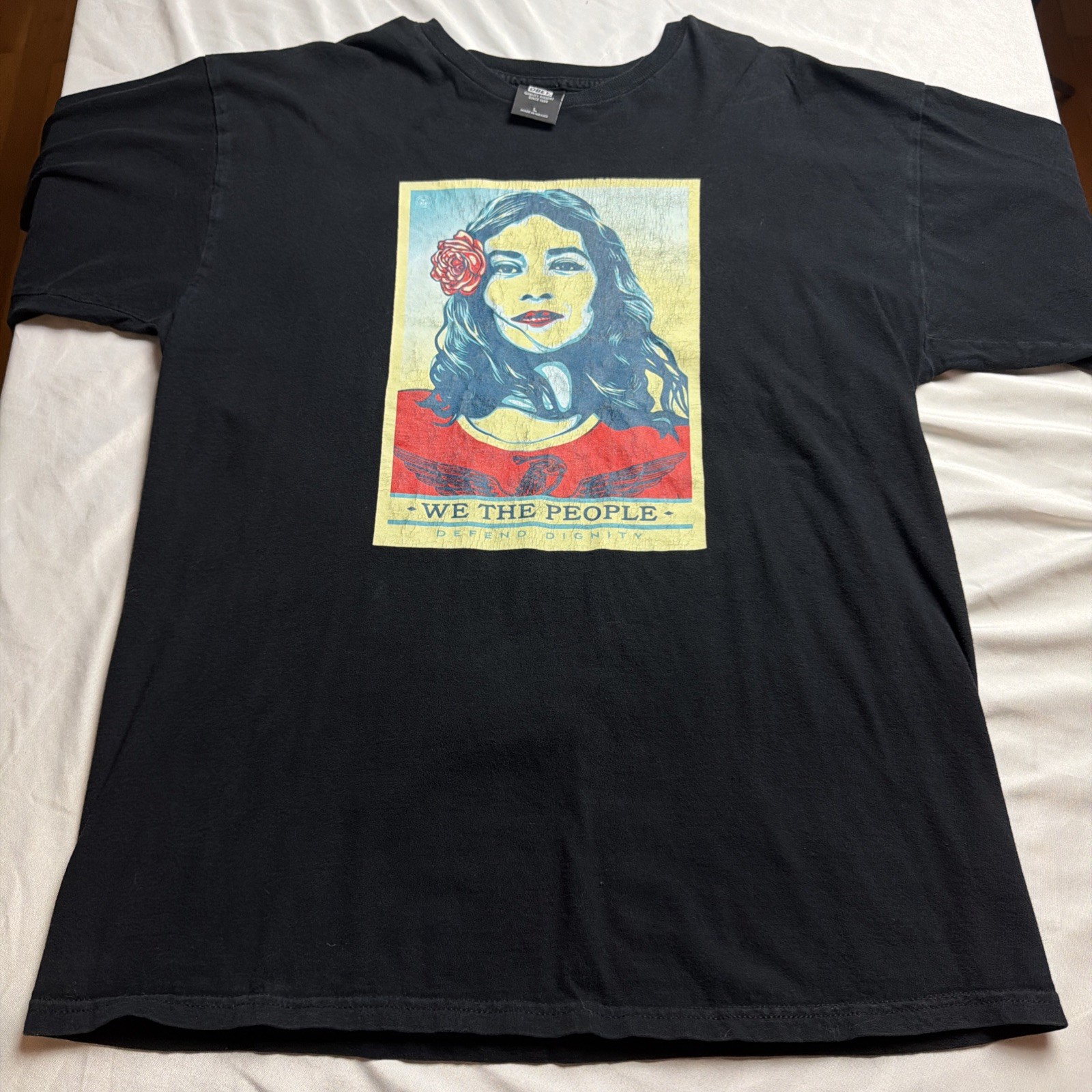 Obey Black Graphic Tee with “We The People” Design Size L Colorful Inspiration