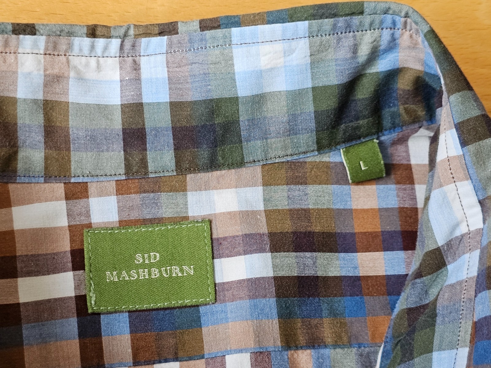 Sid Mashburn Shirt Mens Large Plaid Check Lightweight Cotton Long Sleeve Button