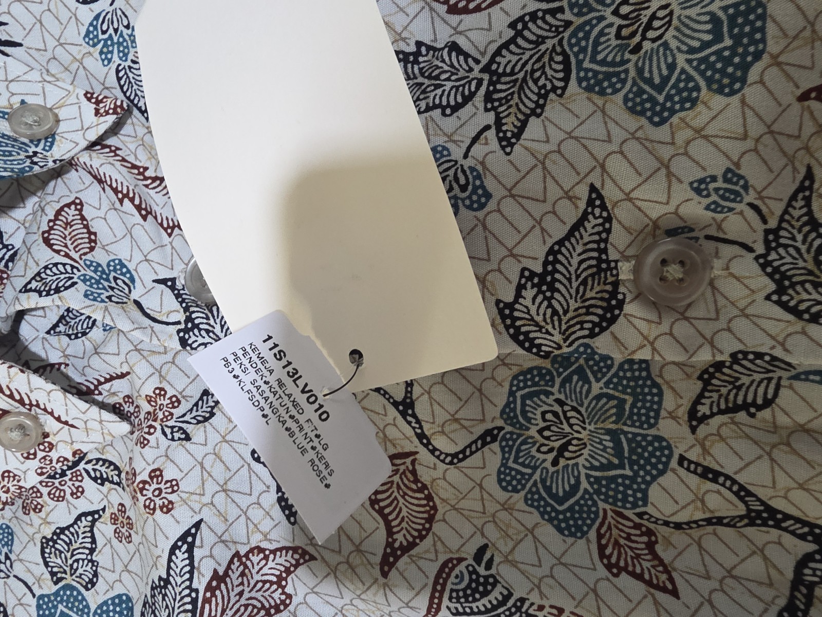 Batik Keris Indonesia Men’s Short Sleeve Relaxed Fit Cotton Shirt Size LARGE